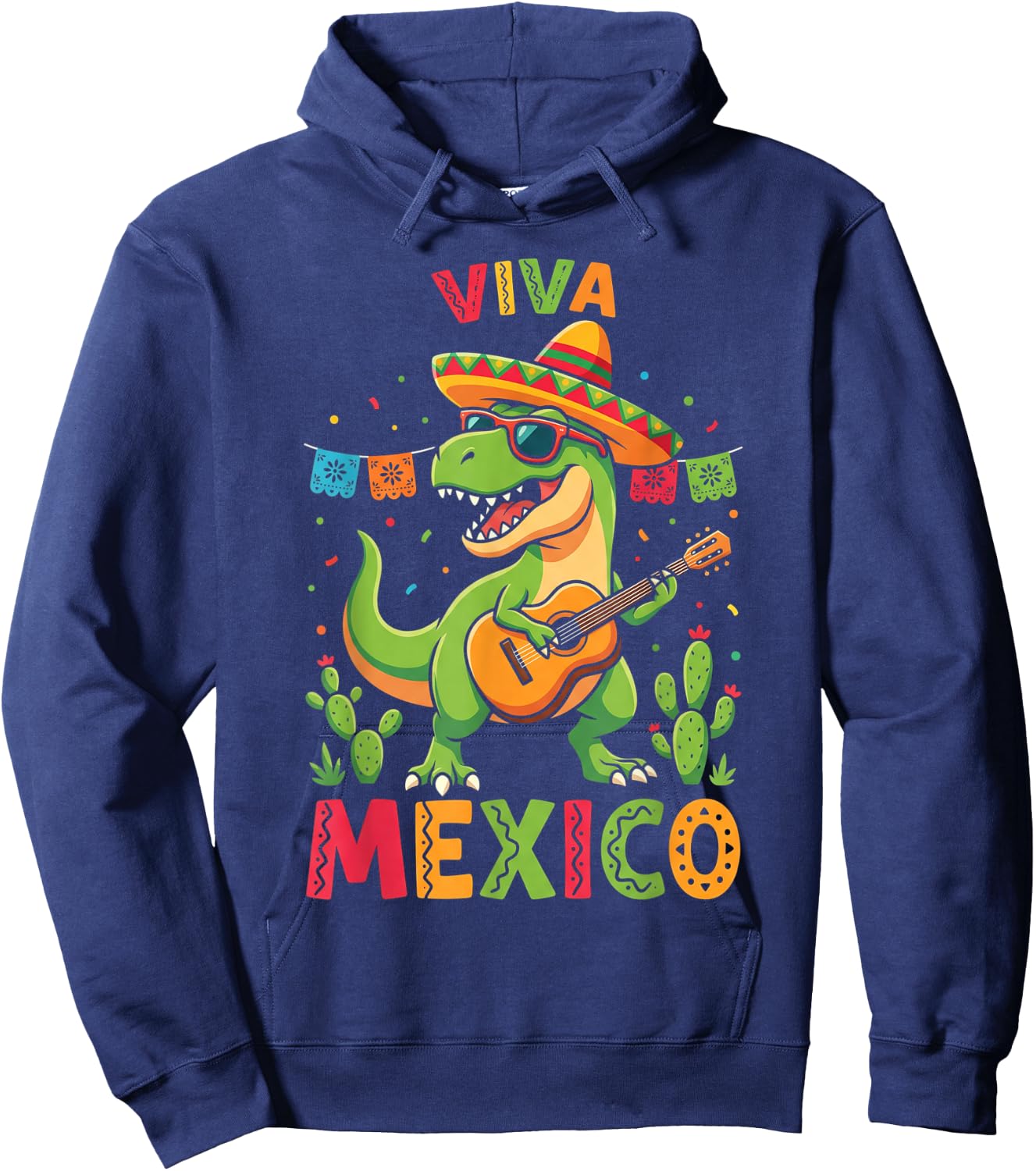 Viva Mexico Boy Dinosaur Mexican Independence Day Kids Hoodie - Hoodie | Navy