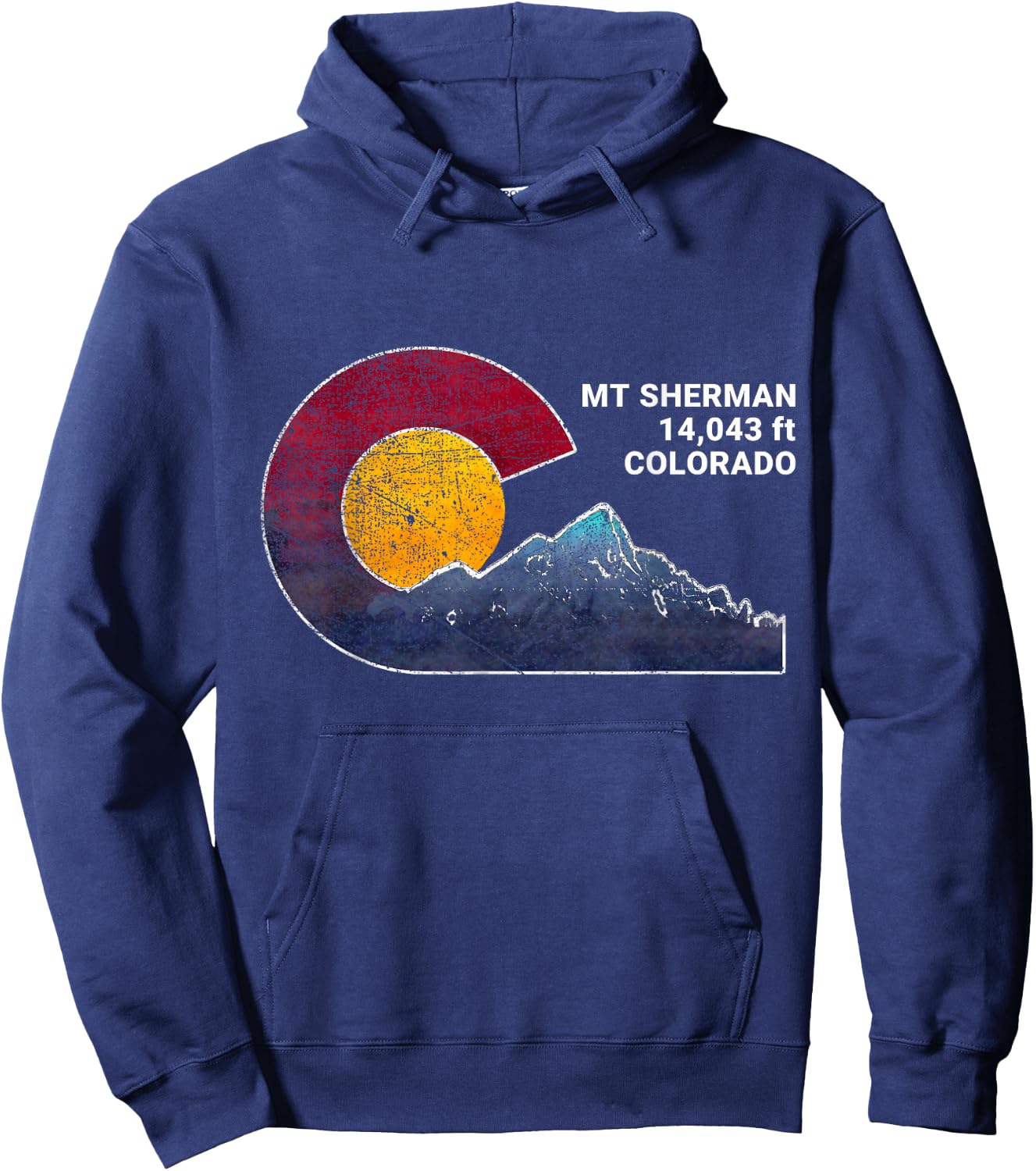 Mount Sherman Colorado Flag Inspired Hoodie - Hoodie | Navy