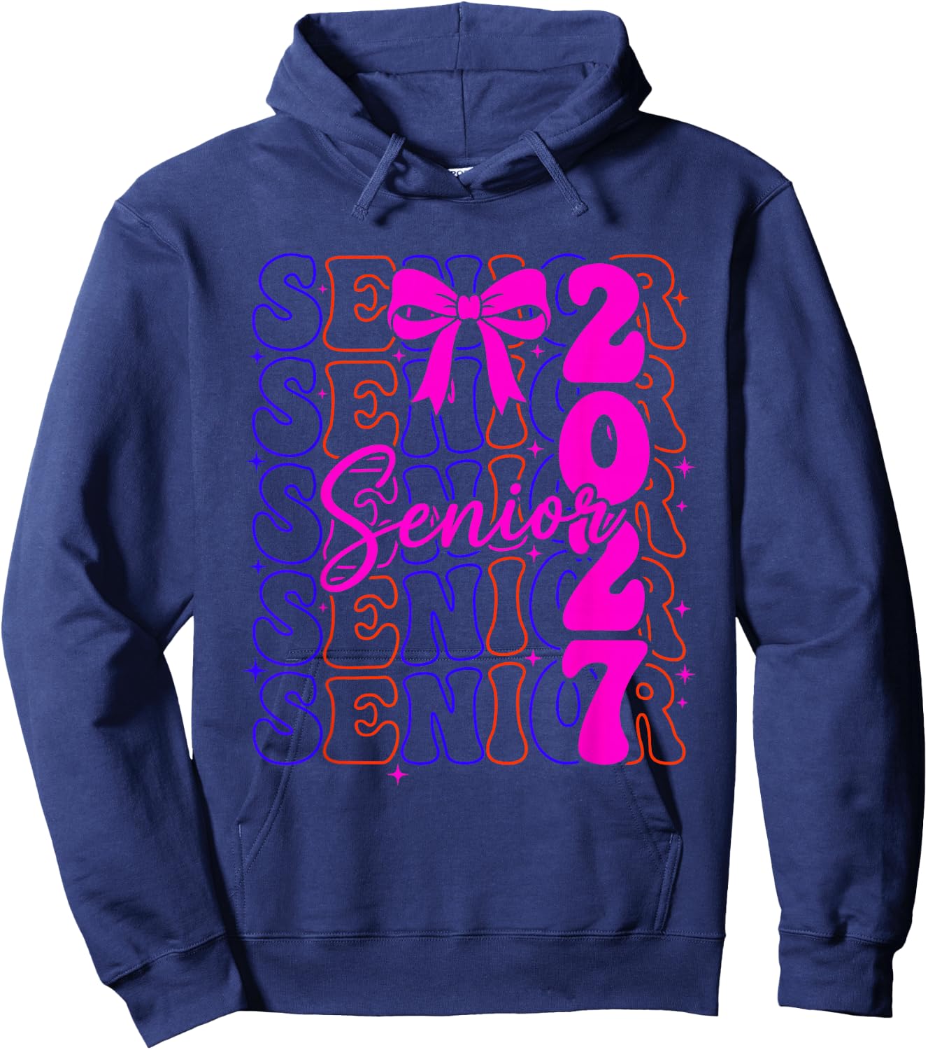 Senior Class of 2027 Coquette Bow Graduation Hoodie - Hoodie | Navy