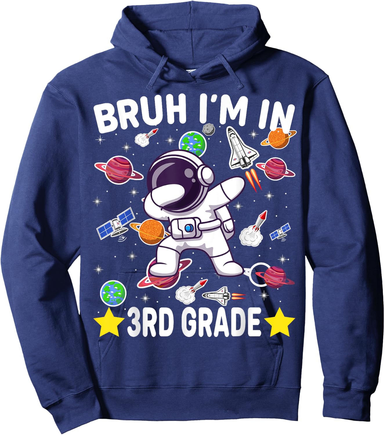 Third Grade Dabbing Boy Astronaut Bruh i'm in 3rd Grade Hoodie - Hoodie | Navy