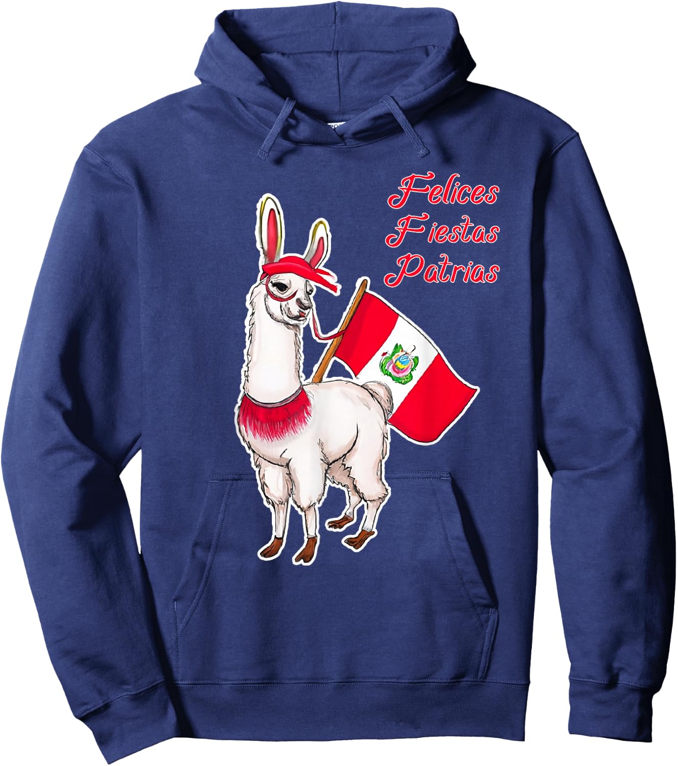 Felices Fiestas Patrias Peru Llama Hoodie - Hoodie | Navy