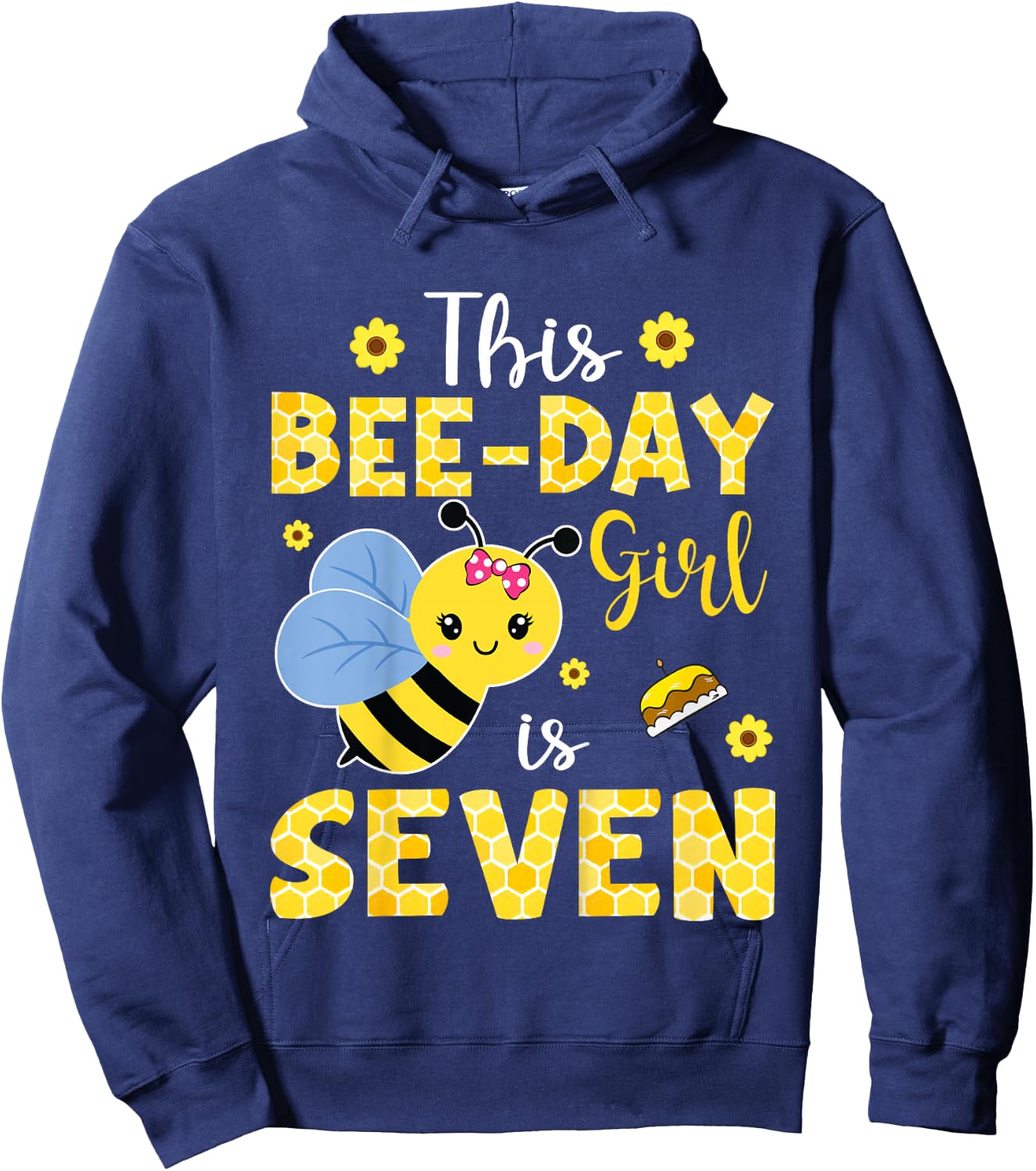 This Bee-Day Girl Is Seven 7 Years Old 7th Birthday Kids Hoodie - Hoodie | Navy
