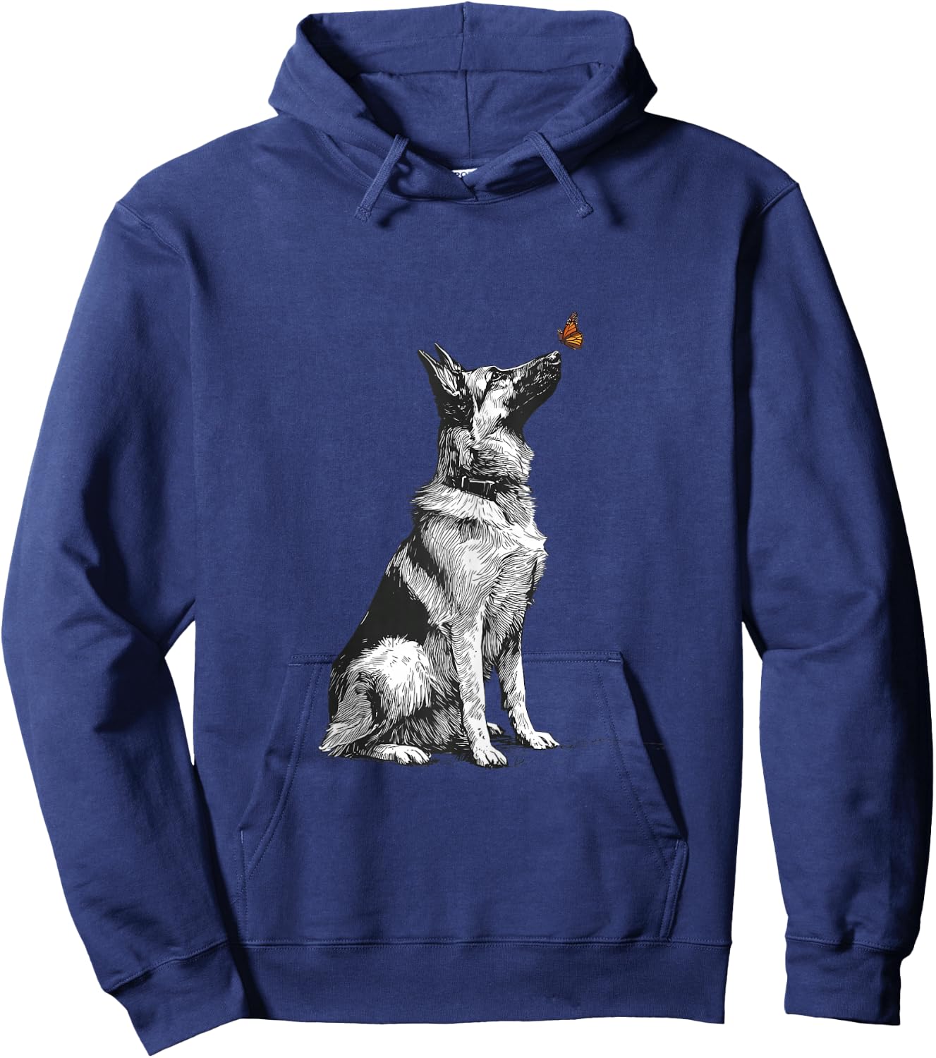 German Shepherd with Butterfly Hoodie - Hoodie | Navy