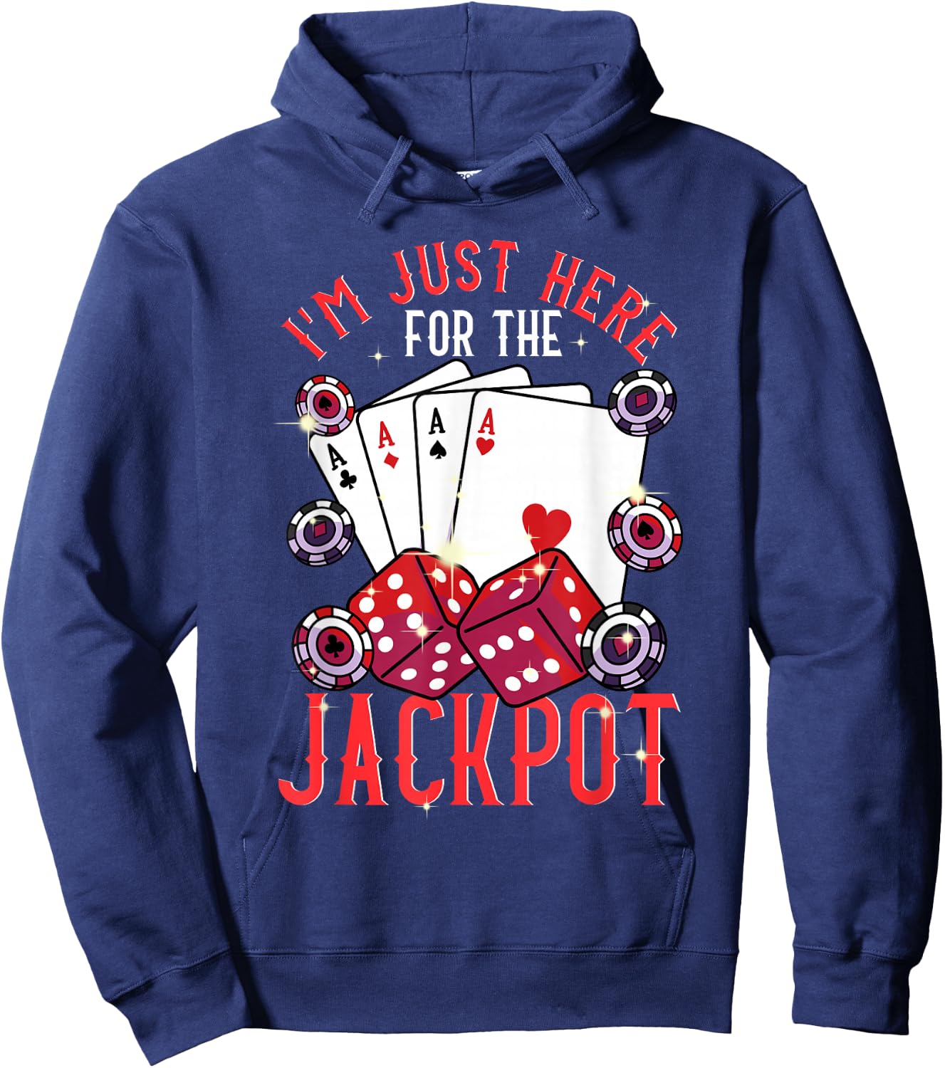 Casino Shirt Jackpot Cards Chips Las Vegas Gambling Holiday , black Hoodie - Hoodie | Navy