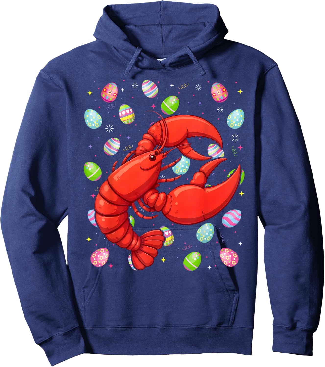 Lobster Happy Easter Egg Hunt Bunny Ear Lobster Easter Hoodie - Hoodie | Navy
