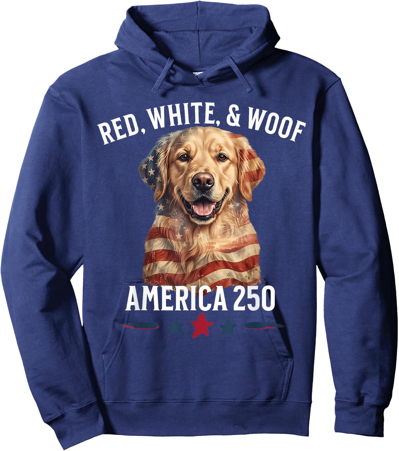 Funny Patriotic Dog Red White & Woof 4th of July Lover Hoodie - Hoodie | Navy