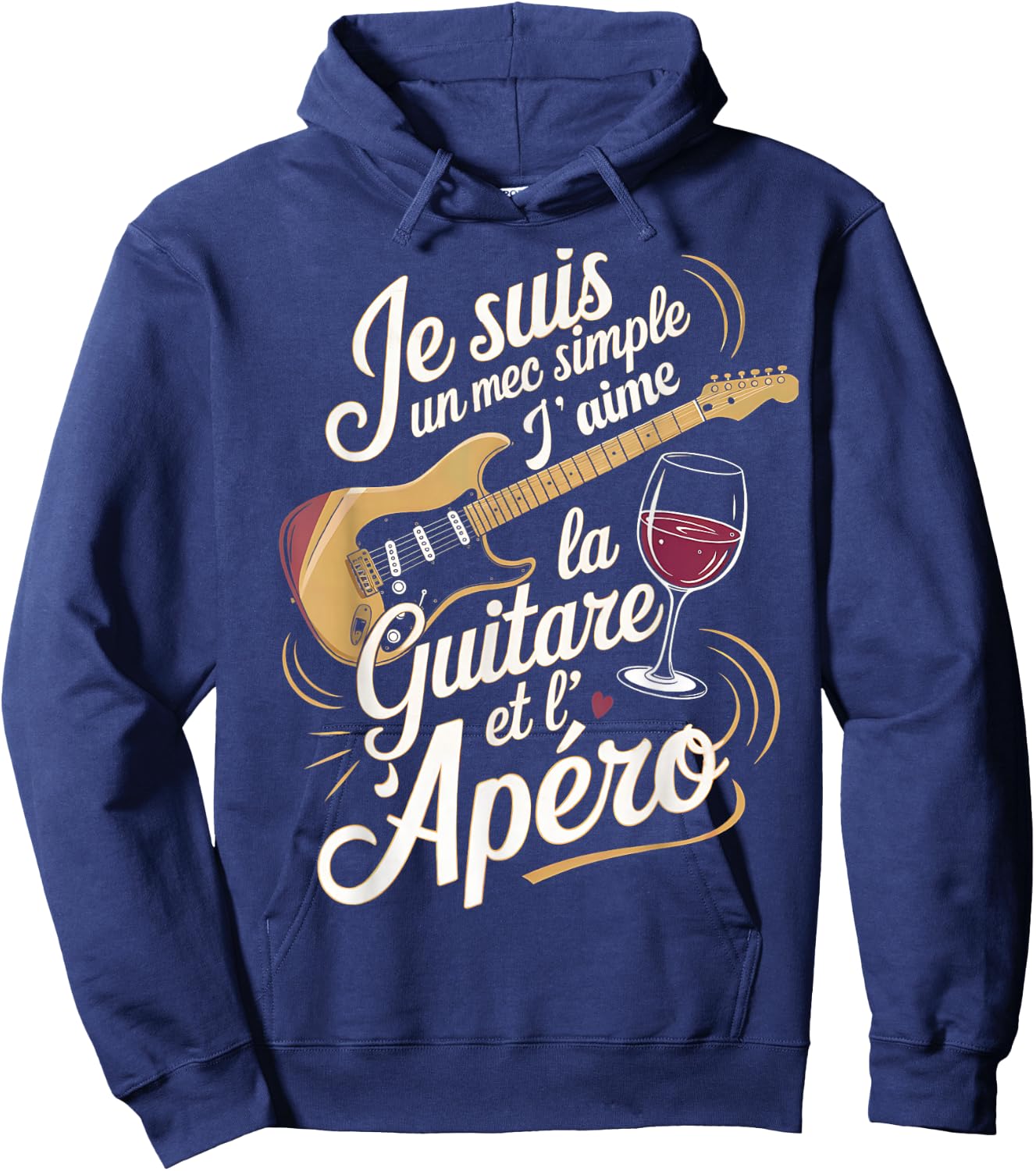 Man Musician Guitarist Gift Humor Guitar Aperitif , Black, S Hoodie - Hoodie | Navy