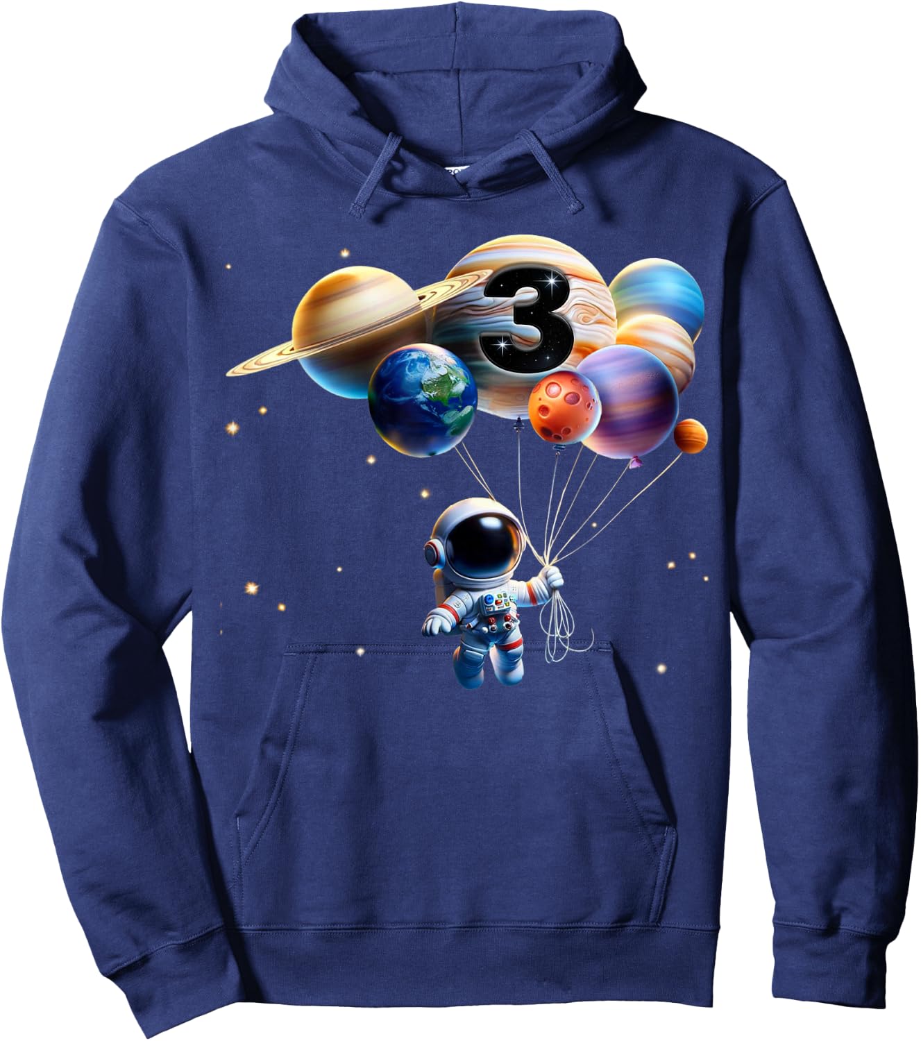 3 Years Old Birthday Boy Gifts Astronaut Planet 3rd Three Hoodie - Hoodie | Navy