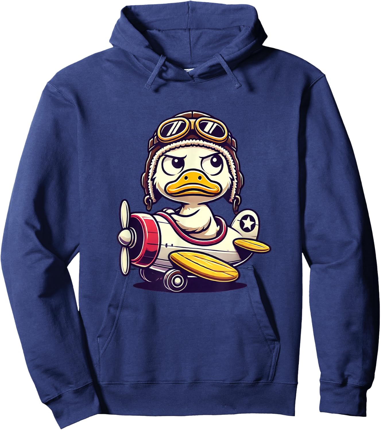 Funny Duck Pilot Cute Duck In Airplane Aviation Humor , Black, S Hoodie - Hoodie | Navy