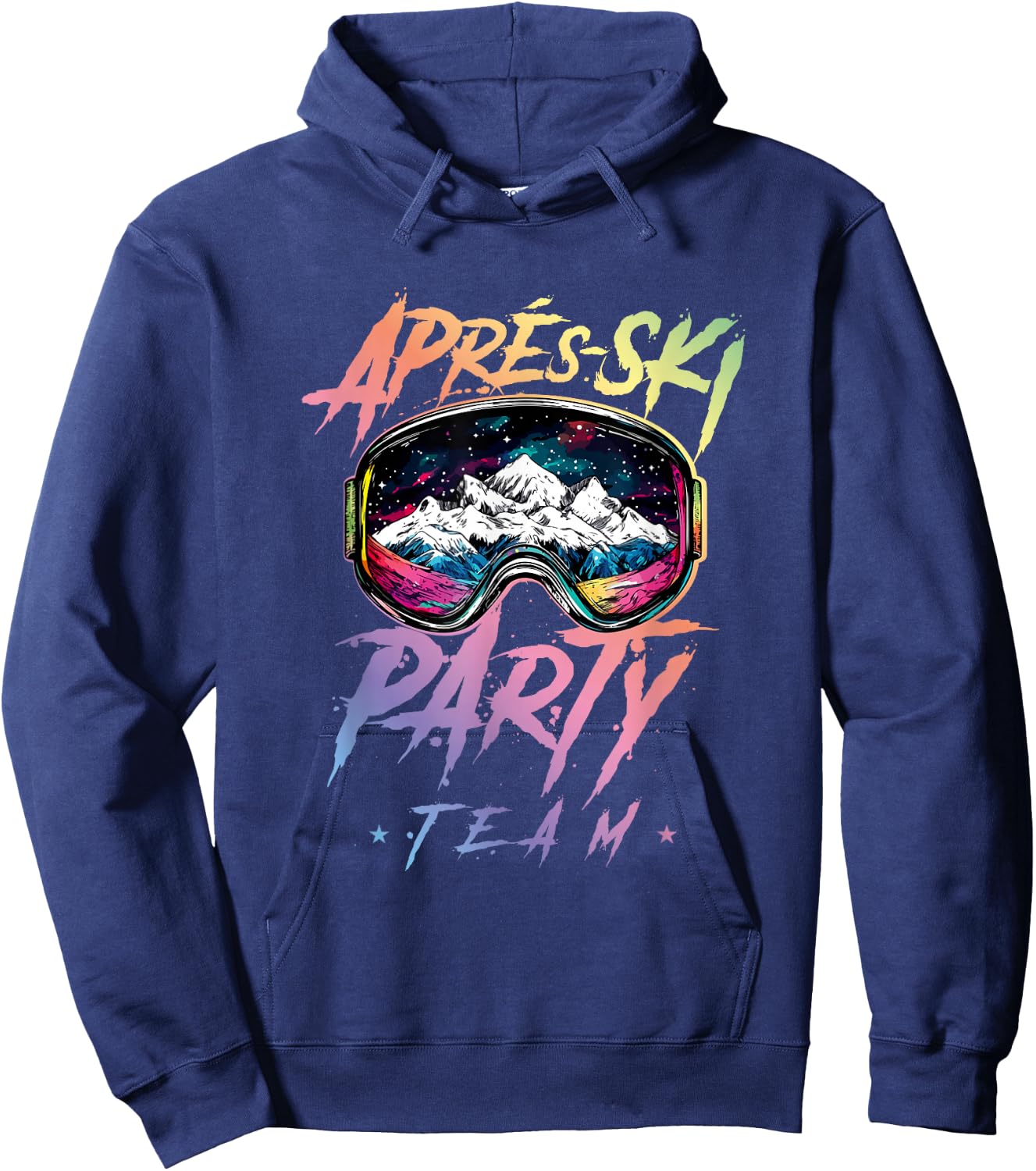 Apres Ski Party Team 2025 Colourful , black Hoodie - Hoodie | Navy