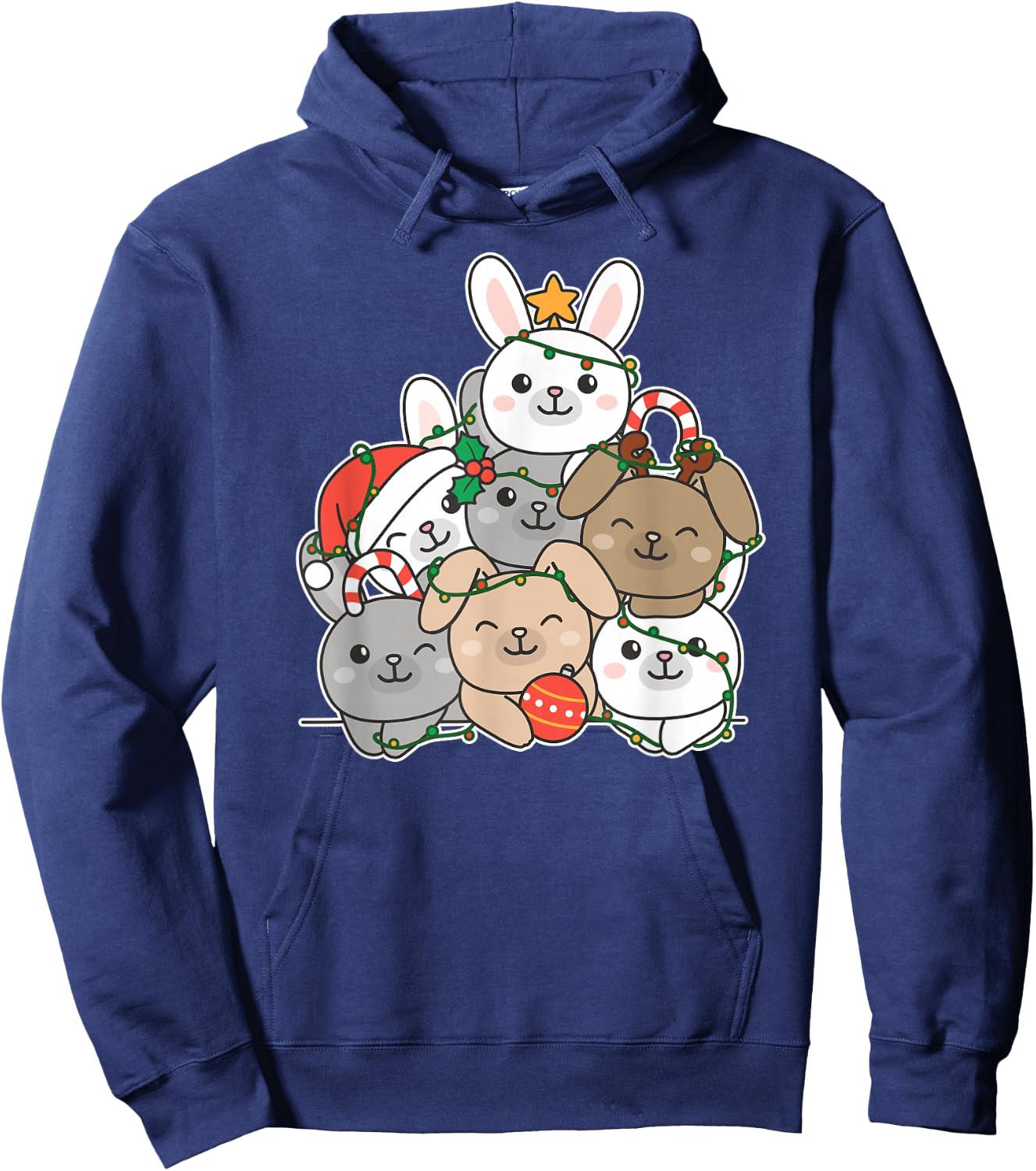 Bunny Christmas Tree Funny Animal Christmas Hoodie - Hoodie | Navy