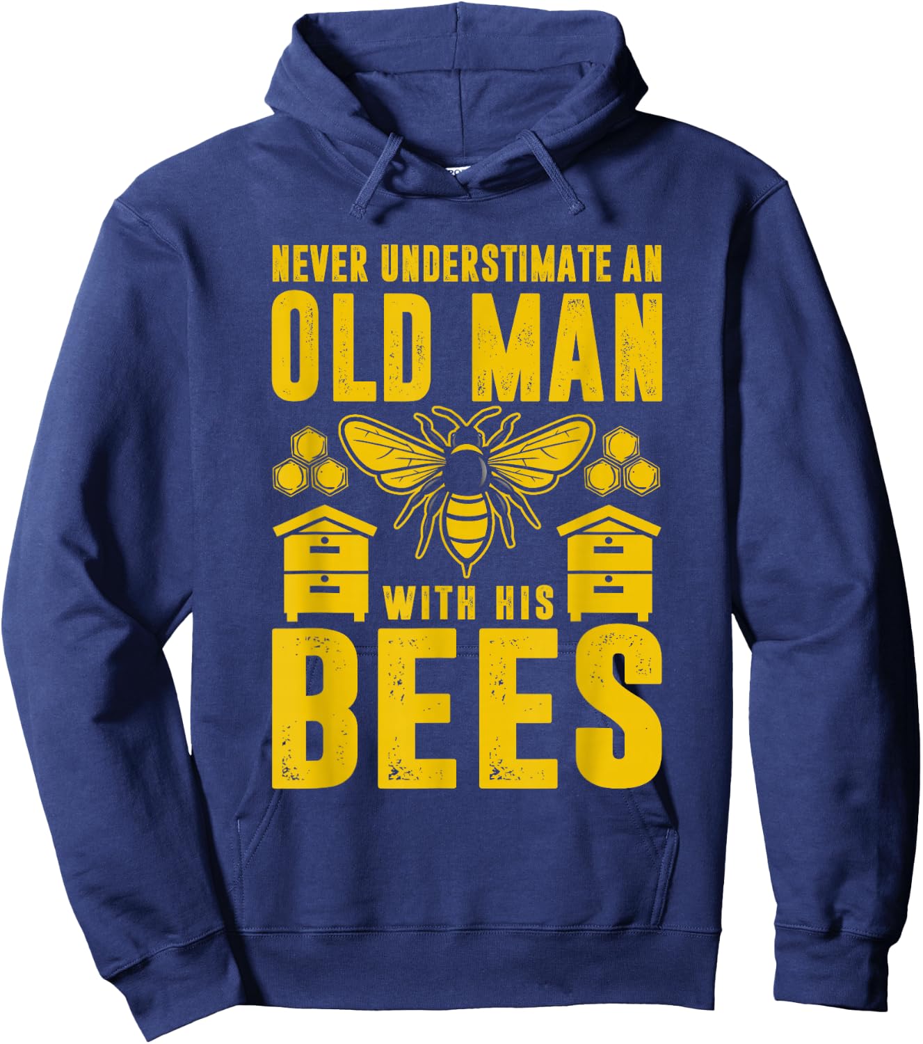 Never Underestimate An Old Man With His Bees Bee Lover Hoodie - Hoodie | Navy