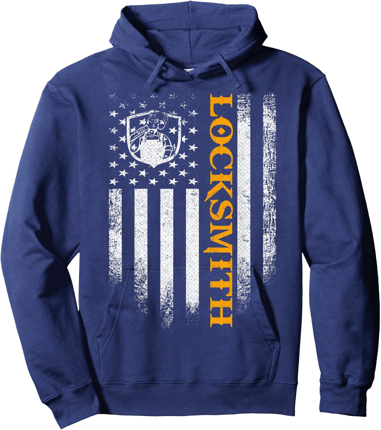 Vintage USA Locksmith American Flag Patriotic Funny Gift Hoodie - Hoodie | Navy