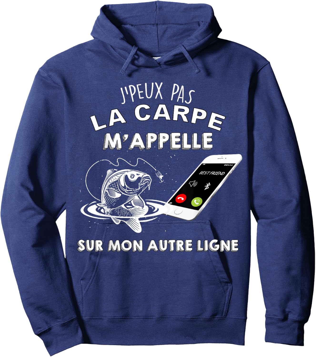 Fishing Carp Me Calls Humor Fisherman Online , Black, S Hoodie - Hoodie | Navy