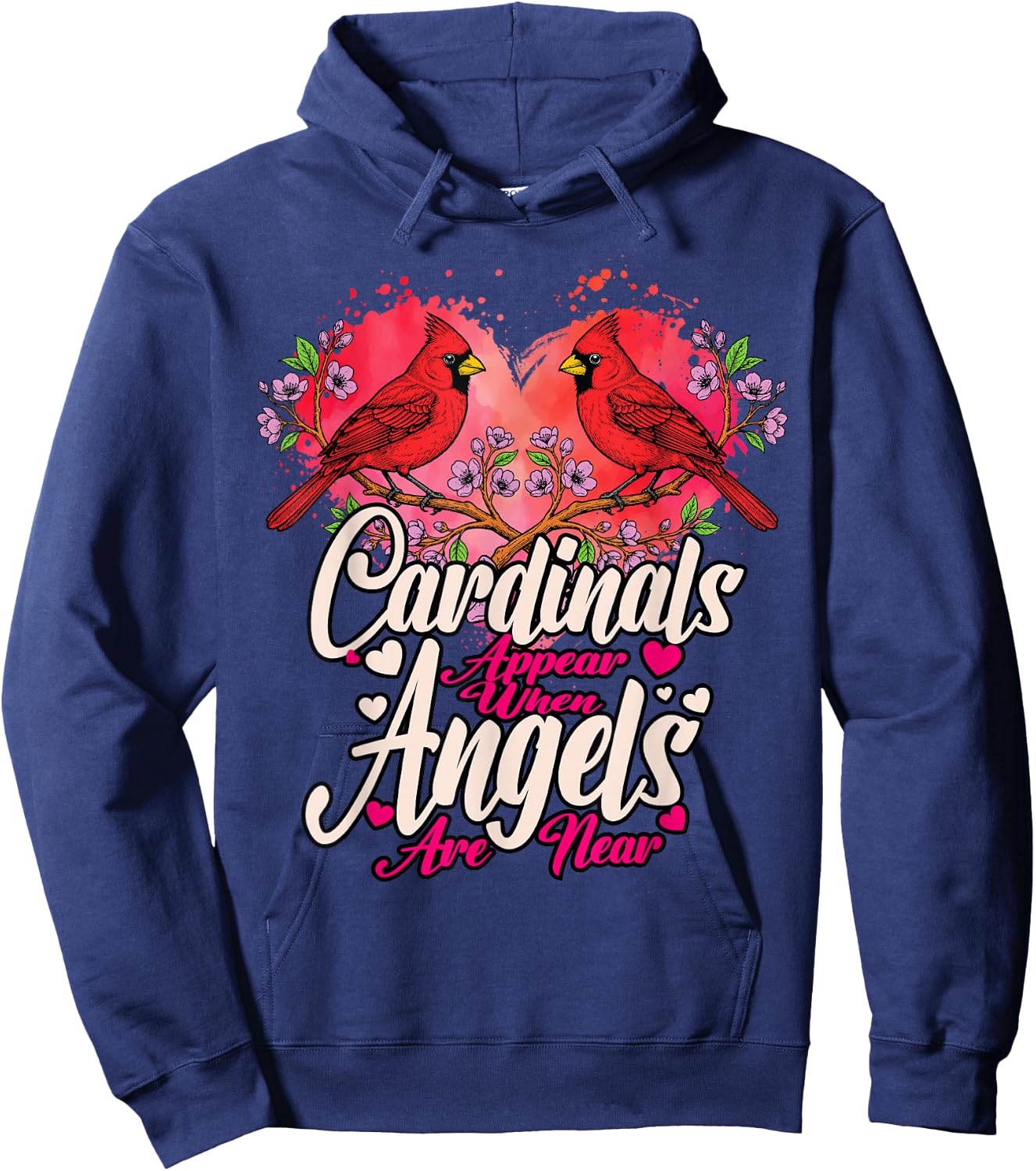 Memorial Heart Red Cardinal Bird Appear Angels are Near Hoodie - Hoodie | Navy