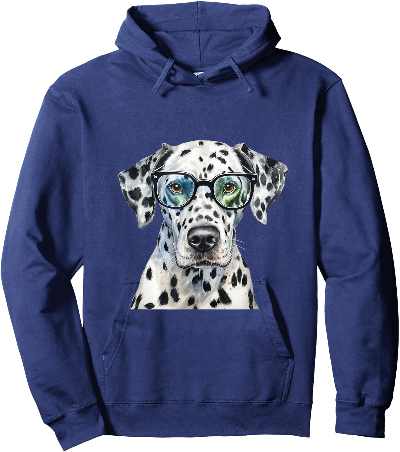 Dalmatian Watercolour Dog Wearing Glasses Hoodie - Hoodie | Navy