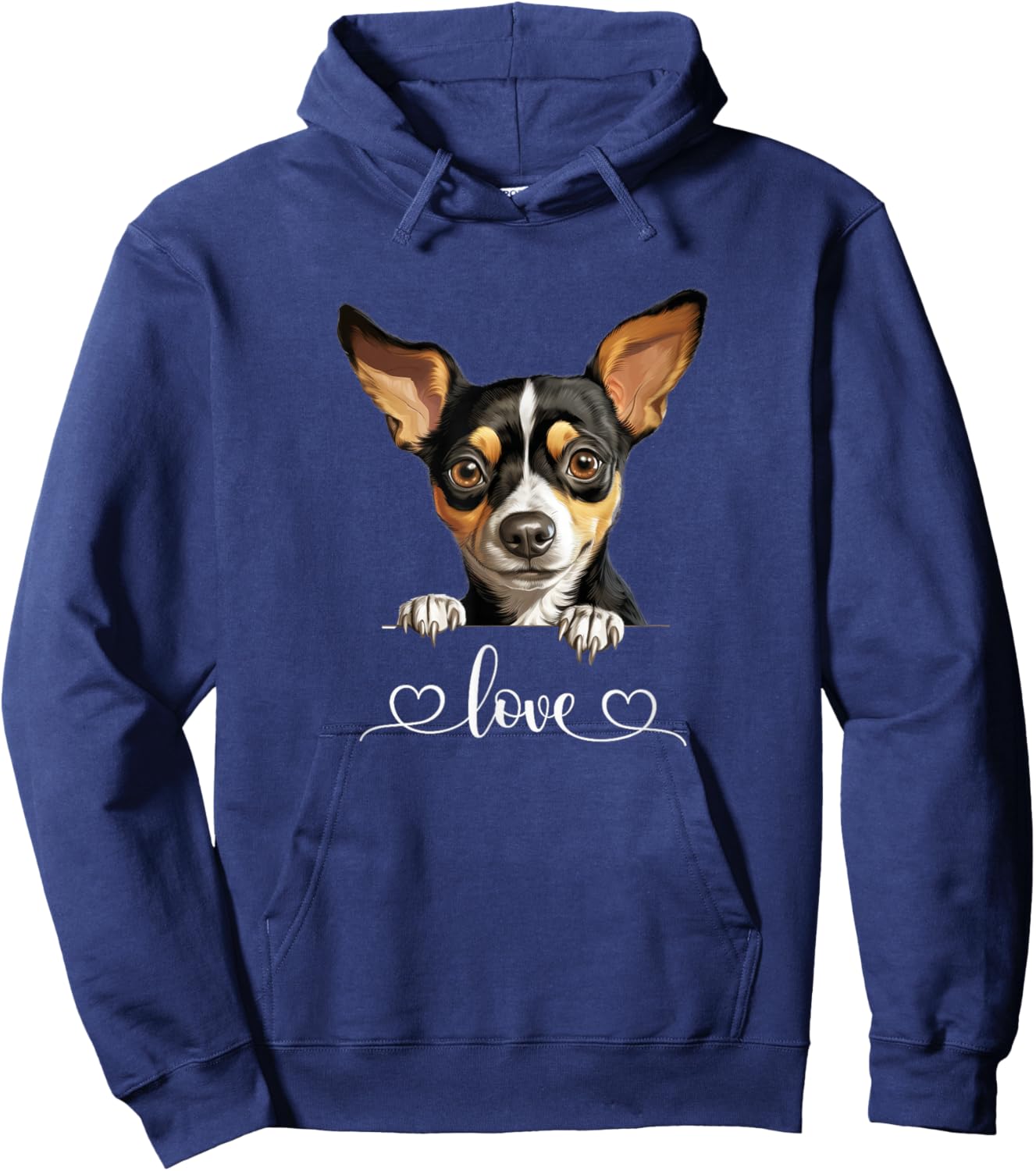 Cute Dog Graphic Love Puppy Rat Terrier Dog Hoodie - Hoodie | Navy