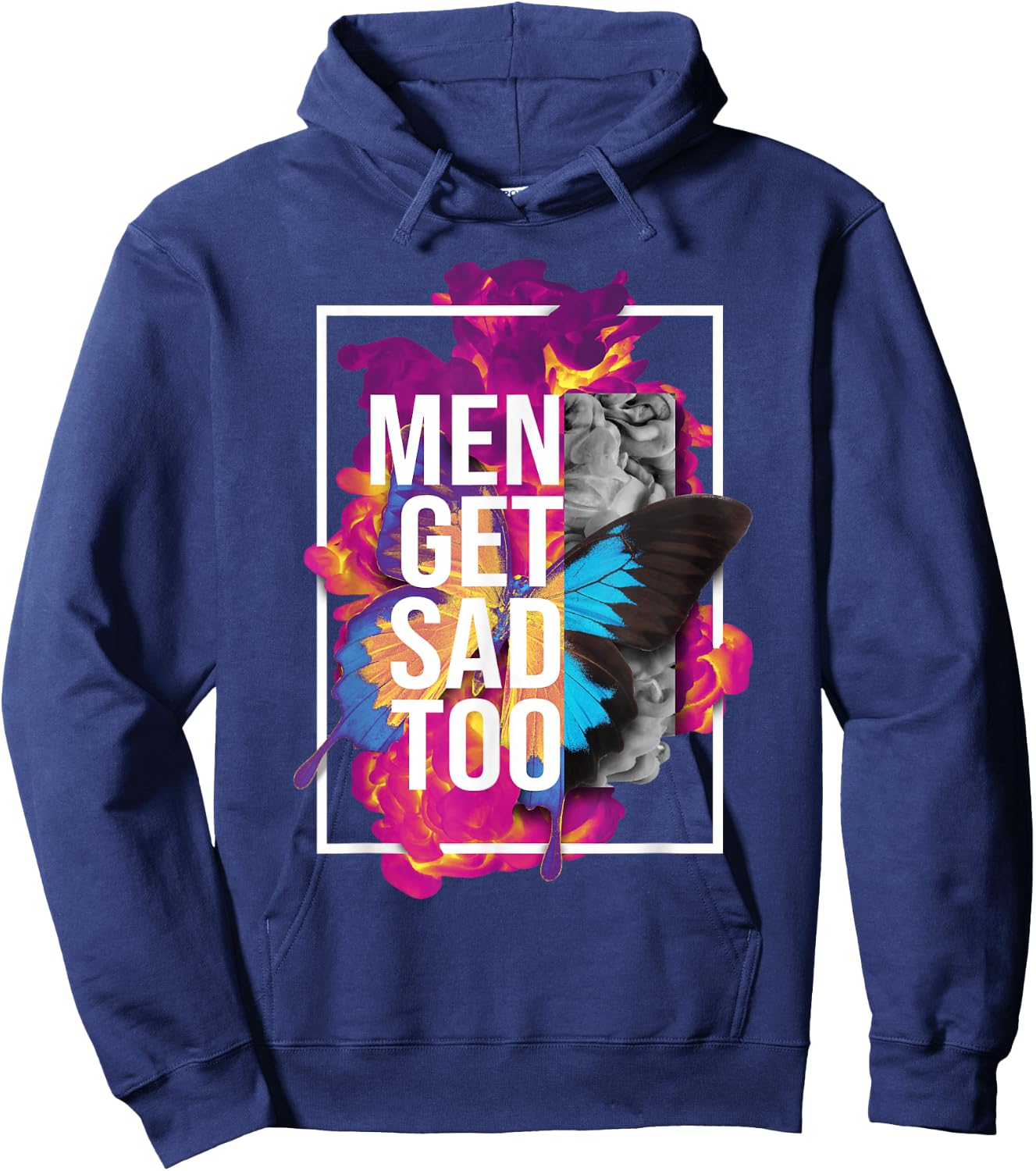 Vintage Men Get Sad Too , black Hoodie - Hoodie | Navy