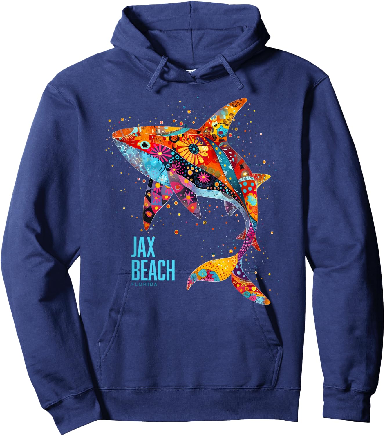 Jax Beach Florida Vacation Jacksonville FL Tribal Shark Women Hoodie - Hoodie | Navy