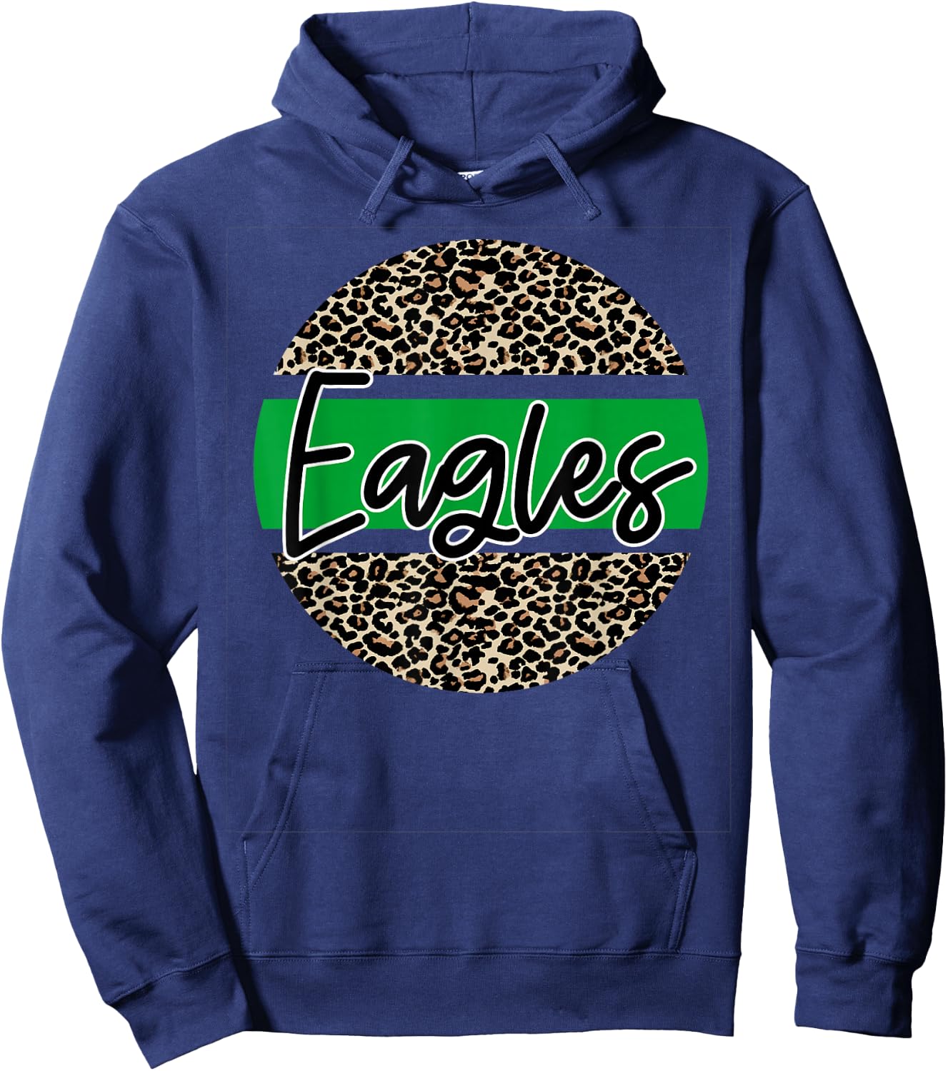 Eagles School Spirit Leopard Print Green Hoodie - Hoodie | Navy