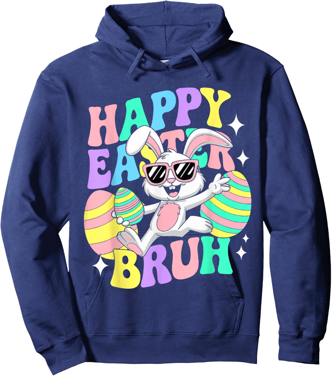 Bruh Easter Shirts for Boys Girls Kids Women Rabbit Eggs Hoodie - Hoodie | Navy