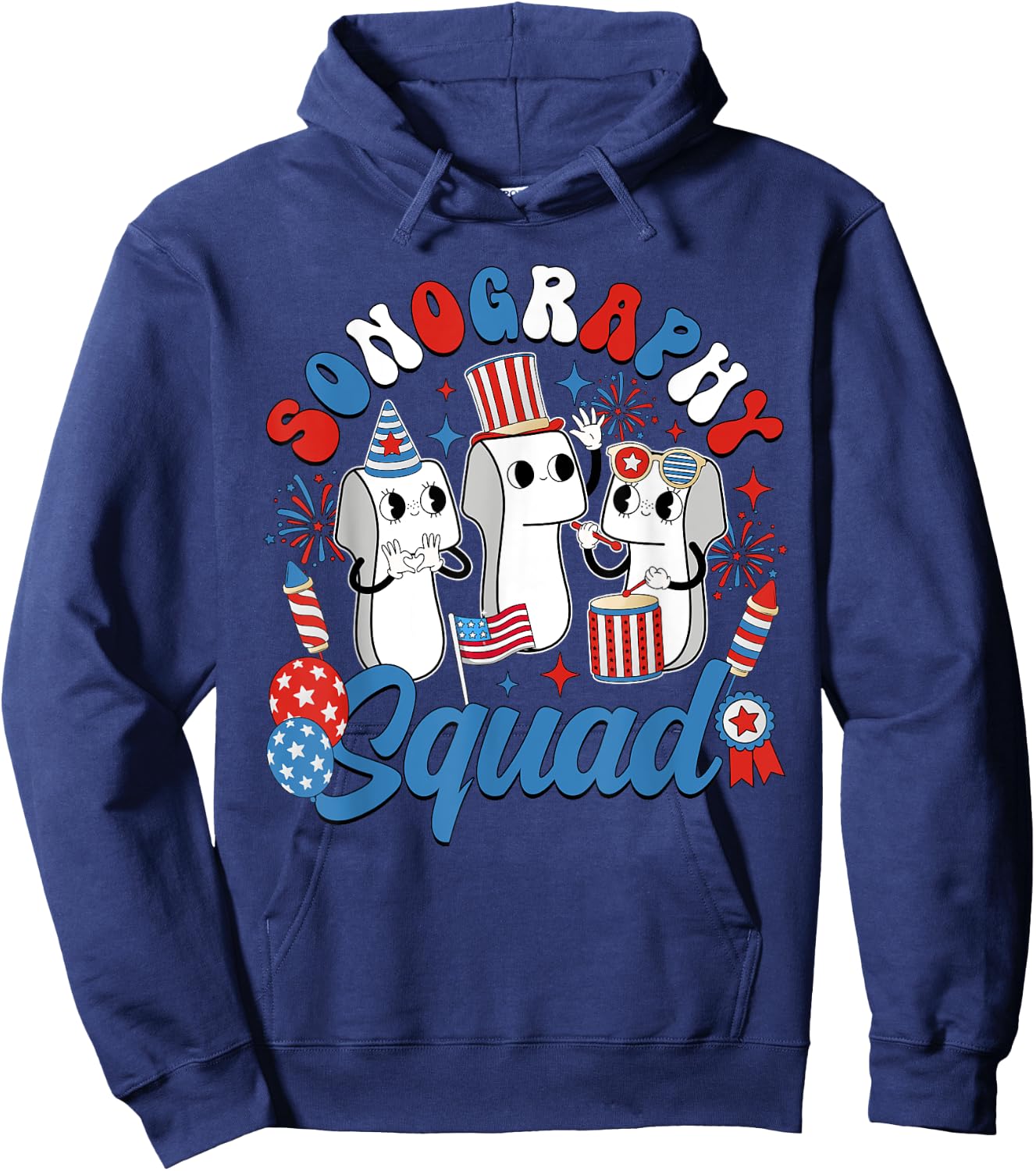 Sonography Squad Independence Day Ultrasound Tech Hoodie - Hoodie | Navy