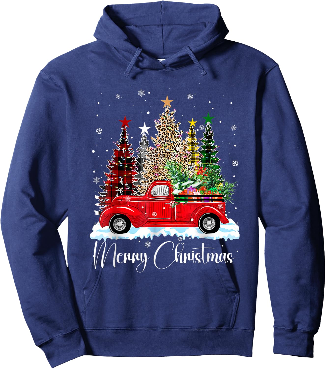 Vintage Merry Christmas Red Truck Old Fashioned Christmas Hoodie - Hoodie | Navy