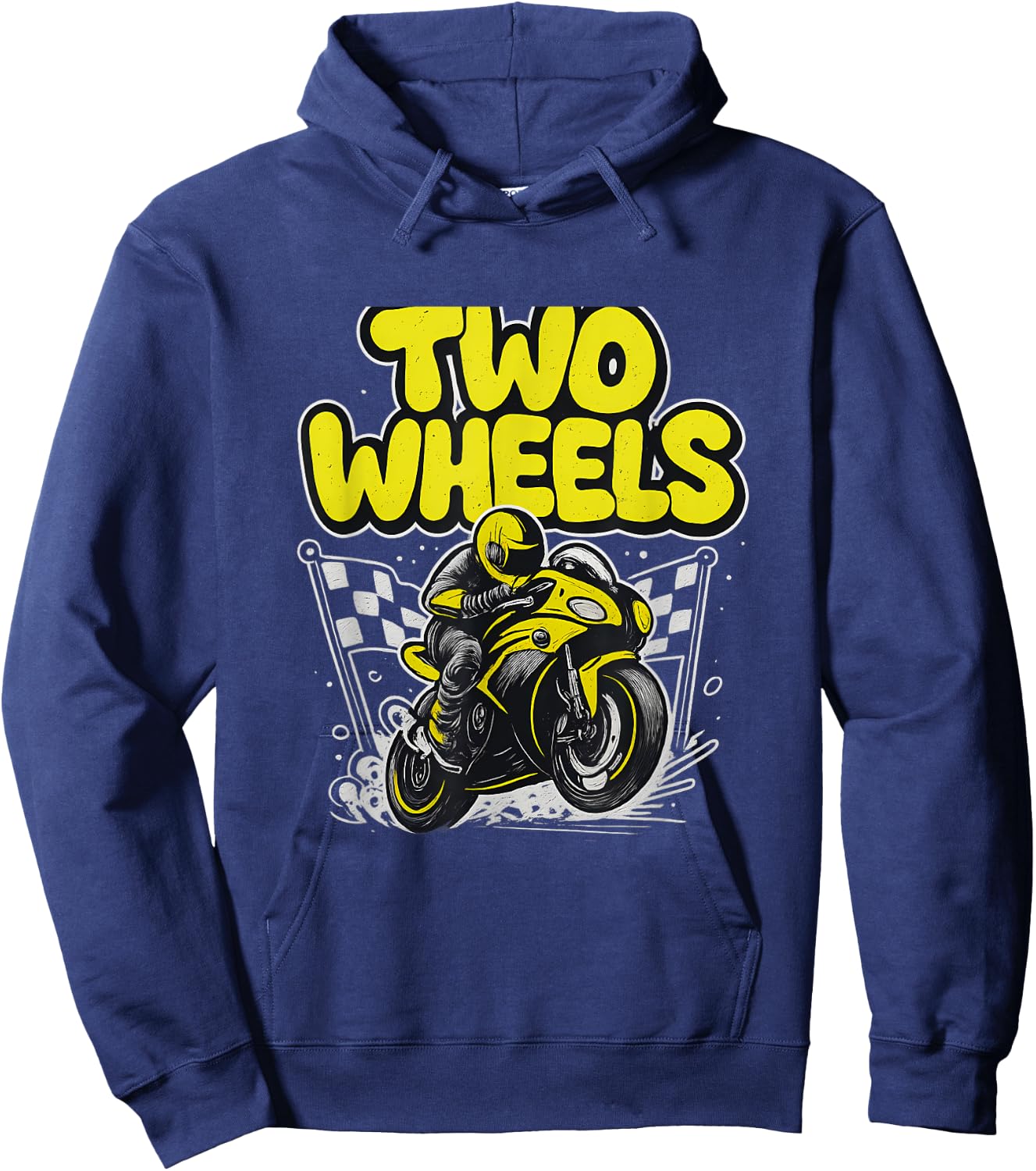2 Roues Jaune Fluo Noir Moto Graffiti Art Hoodie - Hoodie | Navy