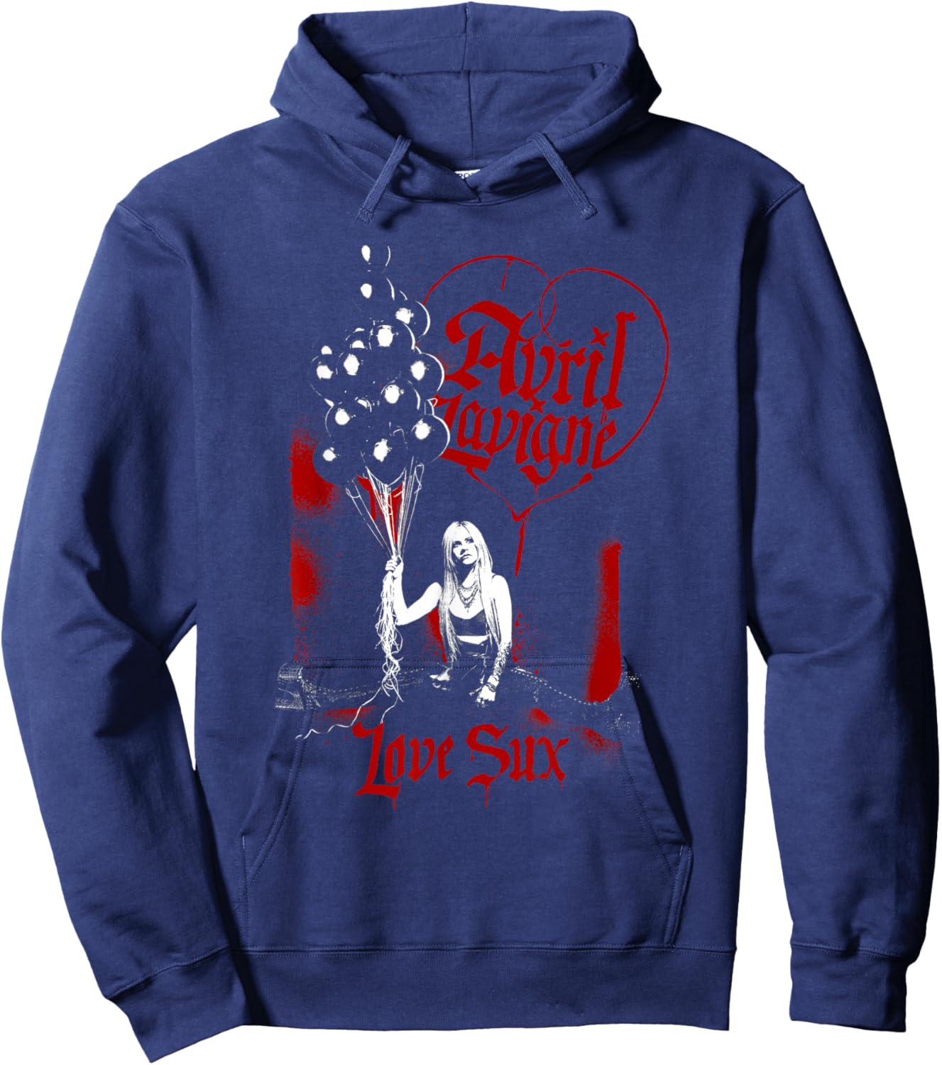 Official Avril Lavigne Love Sux Balloons , black Hoodie - Hoodie | Navy