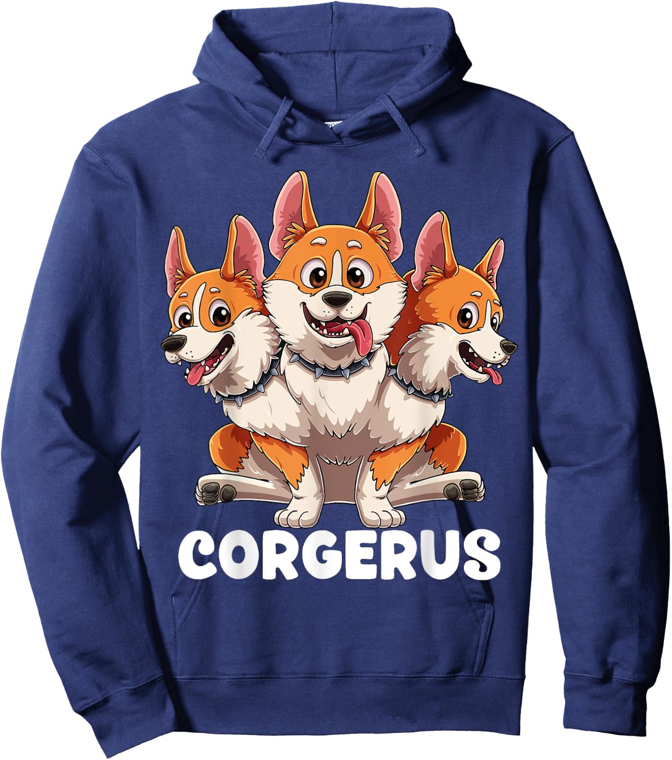 Corgerus Three Headed Corgi Dog Funny Greek Mythology Women Kids Hoodie - Hoodie | Navy