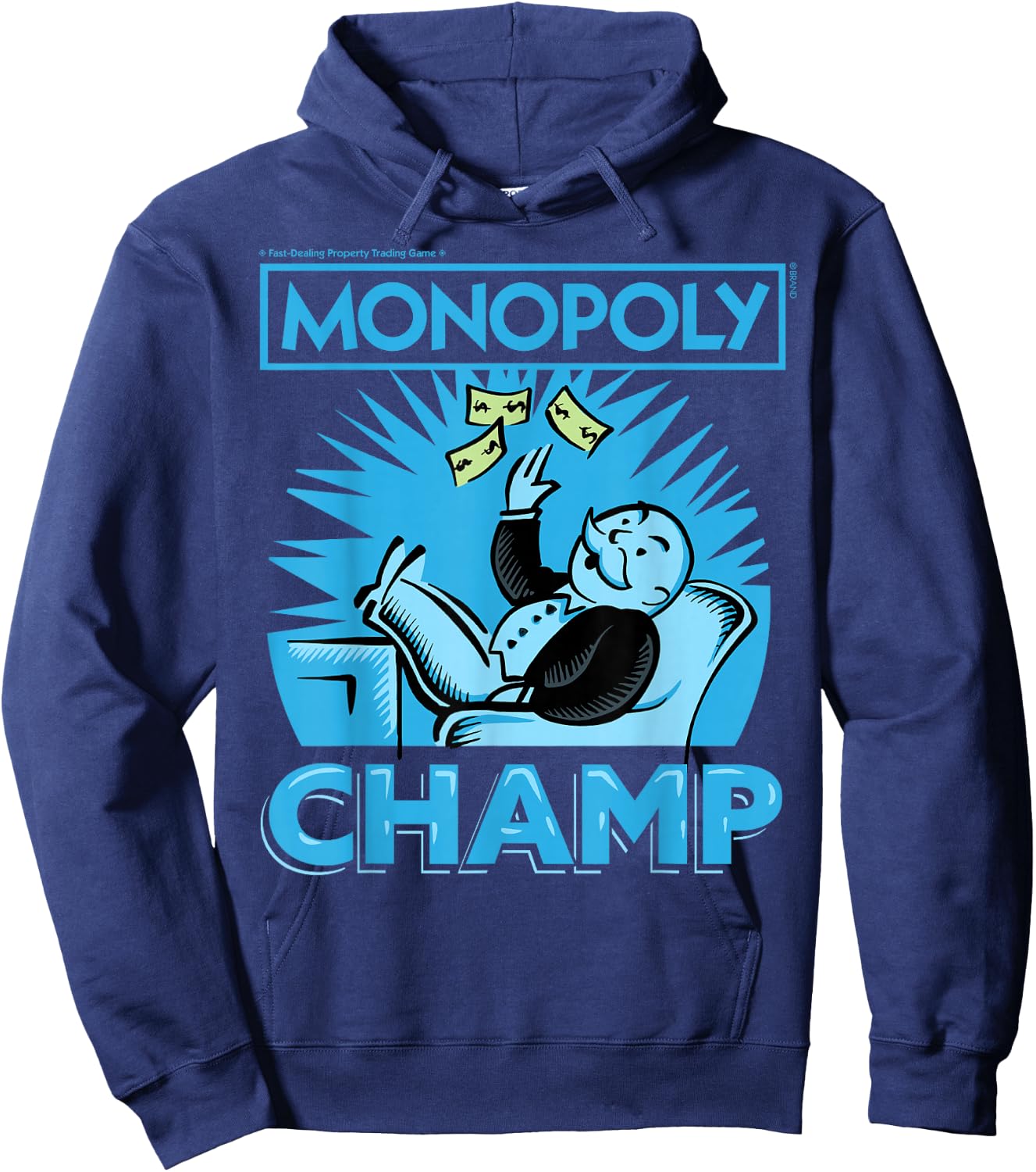 Monopoly Man Champ Money Toss Vintage Logo Hoodie - Hoodie | Navy