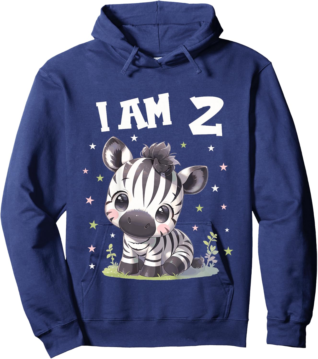 Kids 2 Years old 2 birthday Zebras Boy Girl Zebra Hoodie - Hoodie | Navy