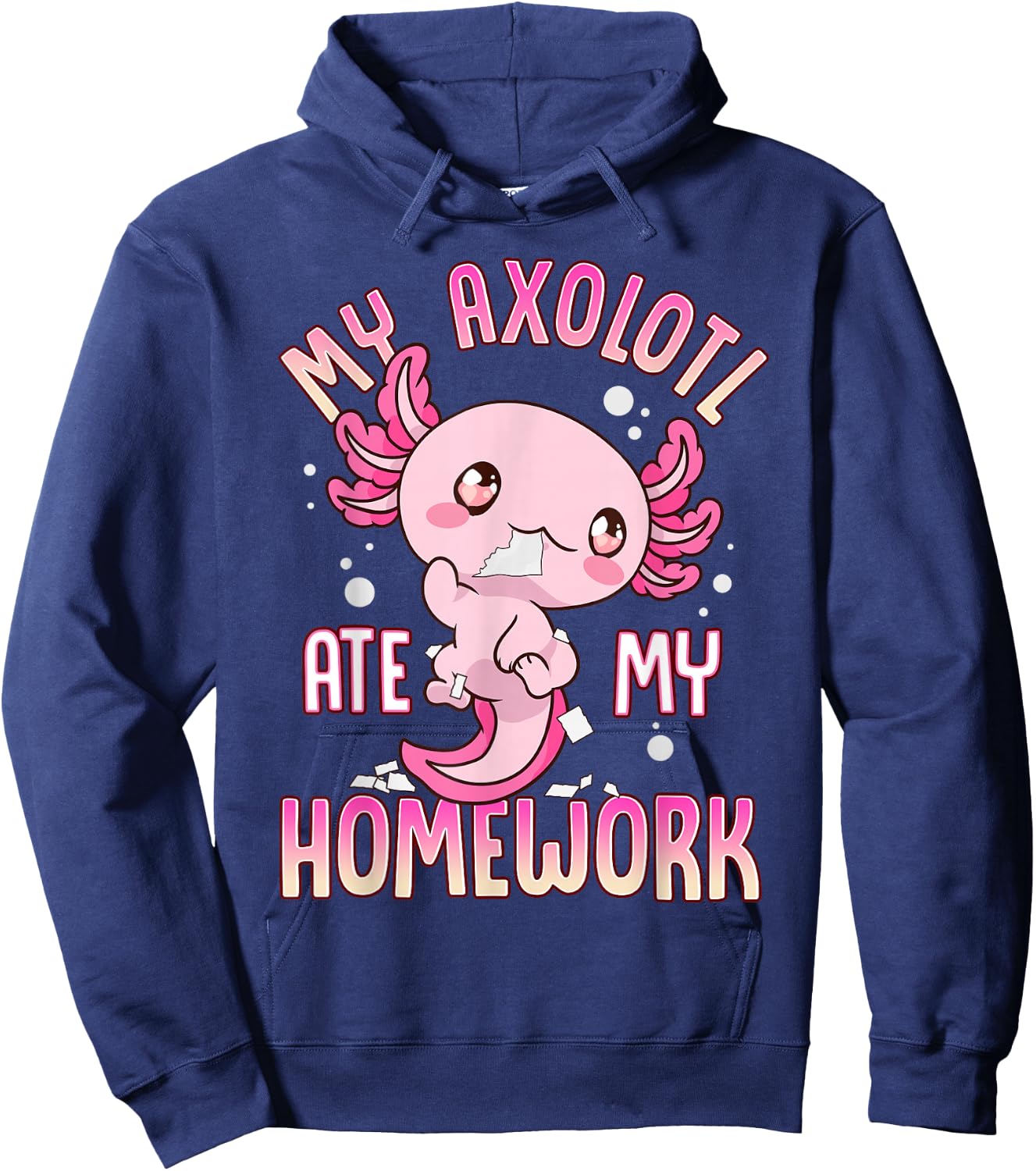 Axolotl Shirts For Girls Boys Kid My Axolotl Ate My Homework Hoodie - Hoodie | Navy