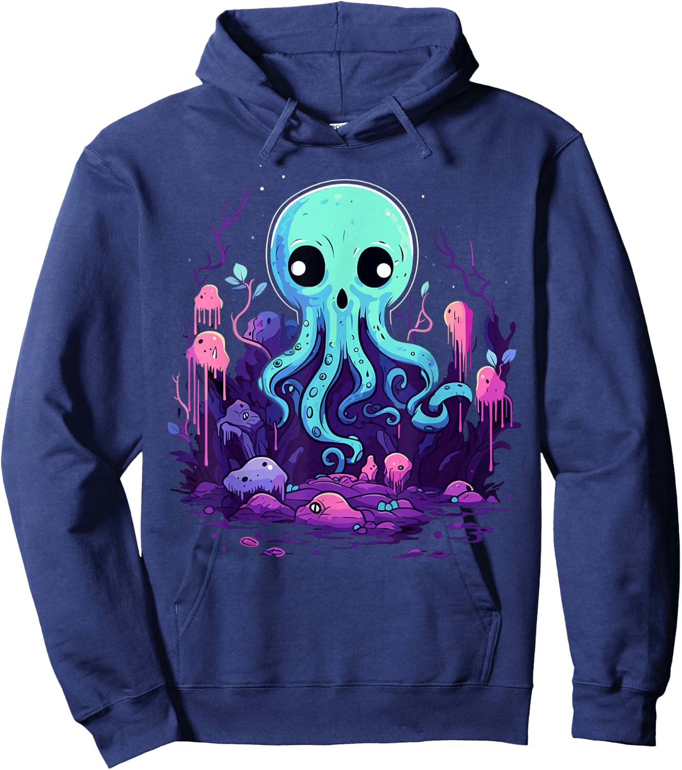 Pastel Goth Octopus Kawaii Cute Creepy Halloween Anime Hoodie - Hoodie | Navy