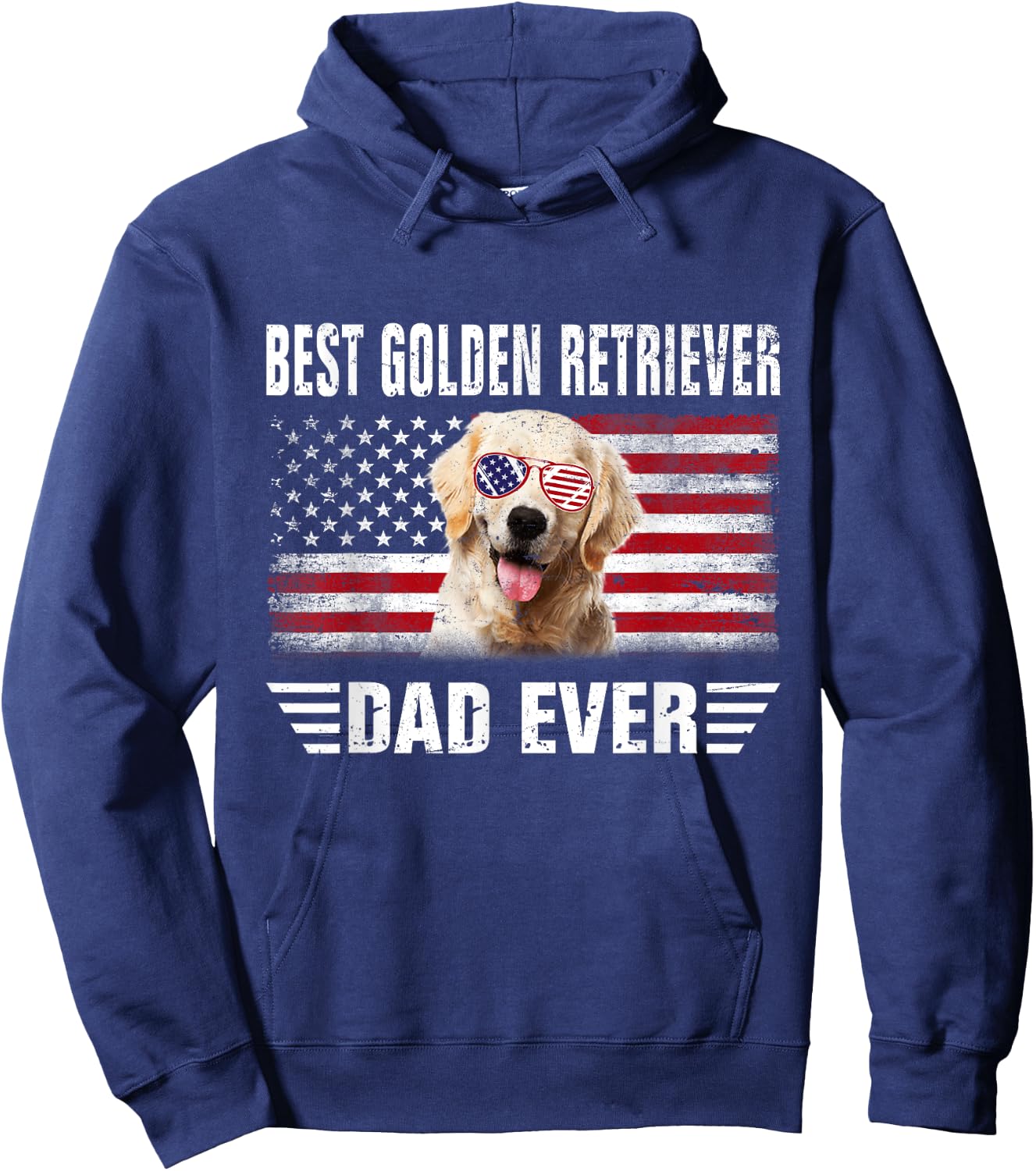 American Flag Best Golden Retriever Dad Ever Dog Dad Men Women Kids Hoodie - Hoodie | Navy
