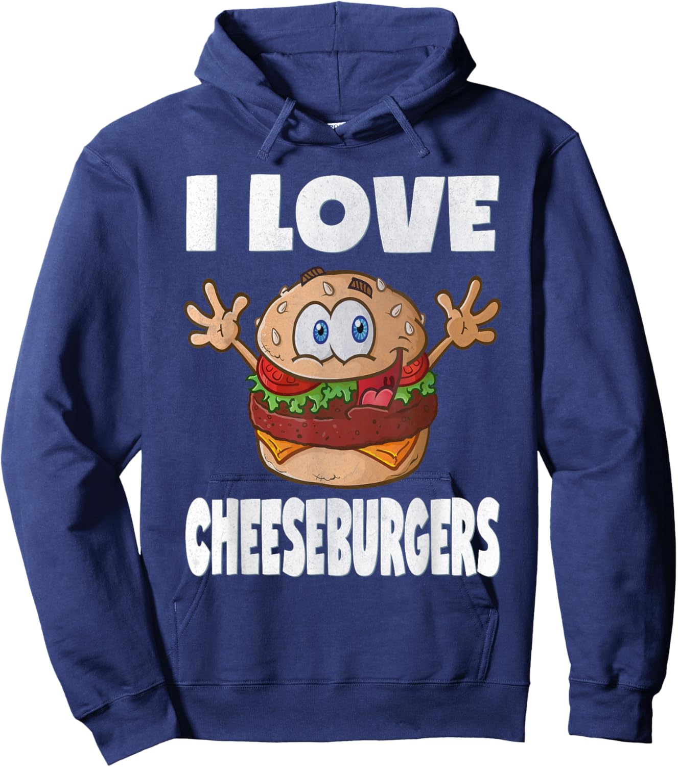 I Love Cheeseburgers Funny Cute Vintage Cheeseburger Hoodie - Hoodie | Navy