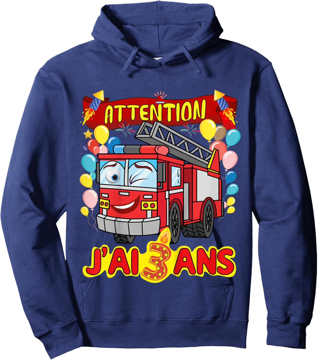 Child 3 Years Boy Fireman , Black Hoodie - Hoodie | Navy