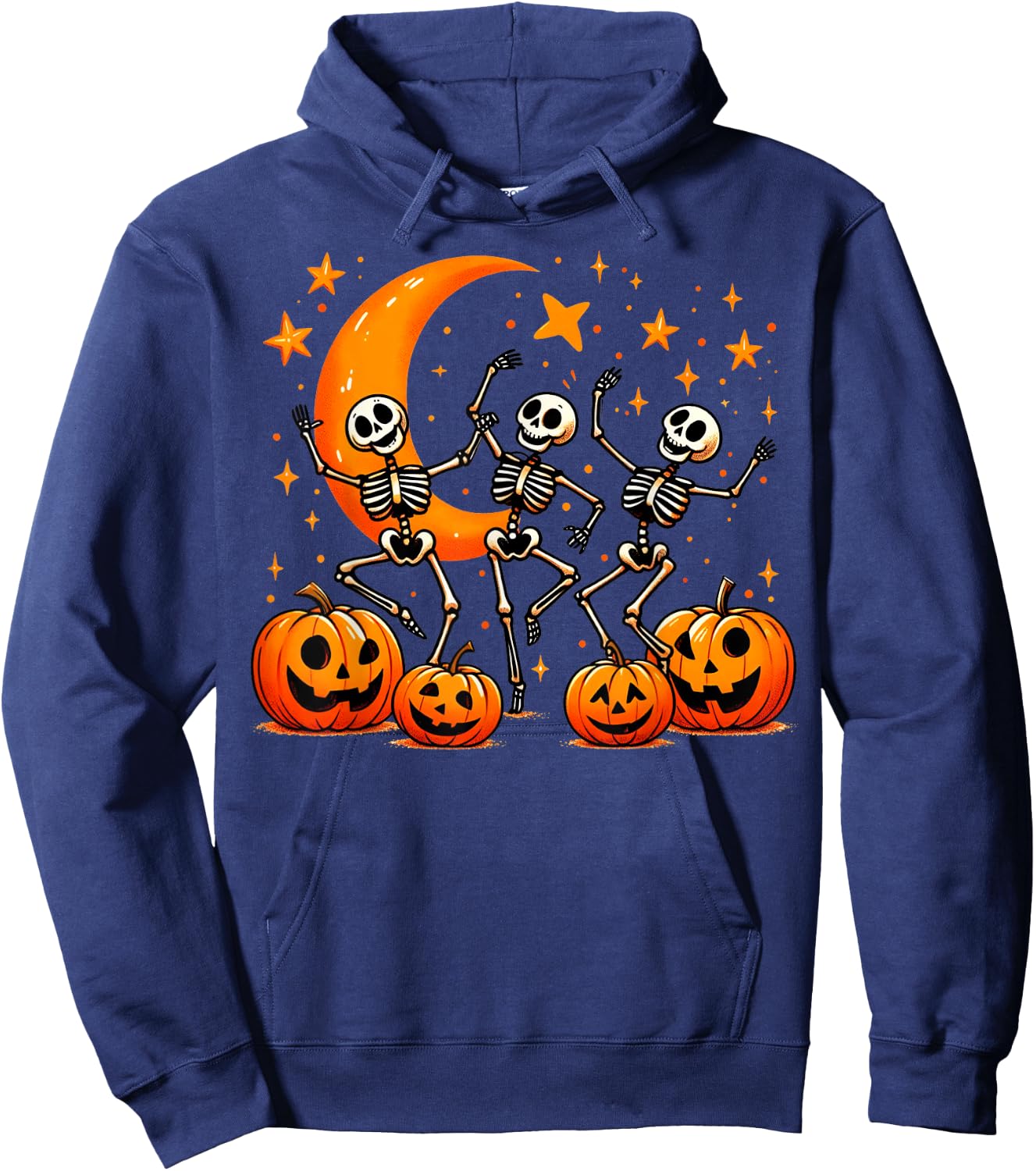 Happy Dancing Skeleton Halloween Pumpkin Women's Hoodie - Hoodie | Navy