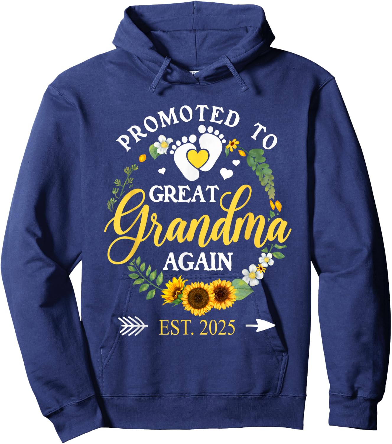 Promoted to Great Grandma Again 2025 Pregnancy Announcement Hoodie - Hoodie | Navy
