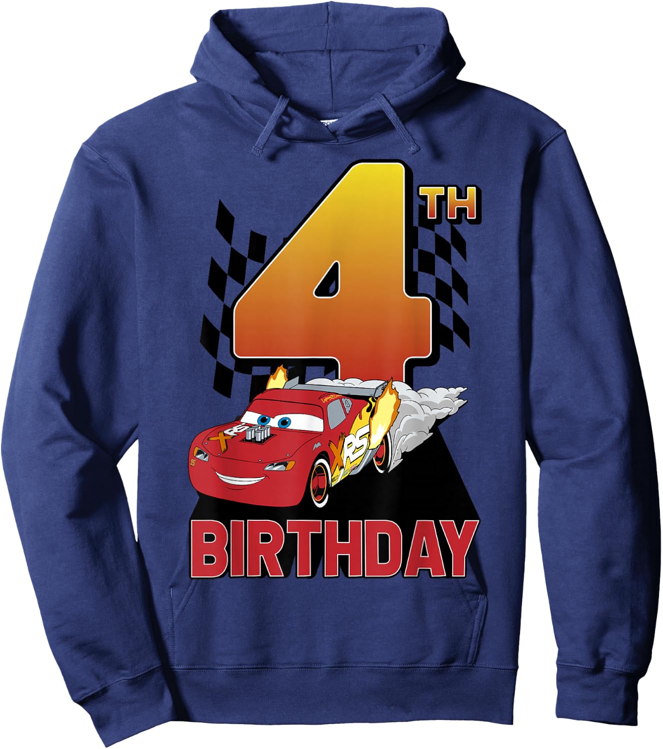 Disney Pixar Cars Lightning McQueen's Fourth Birthday Hoodie - Hoodie | Navy