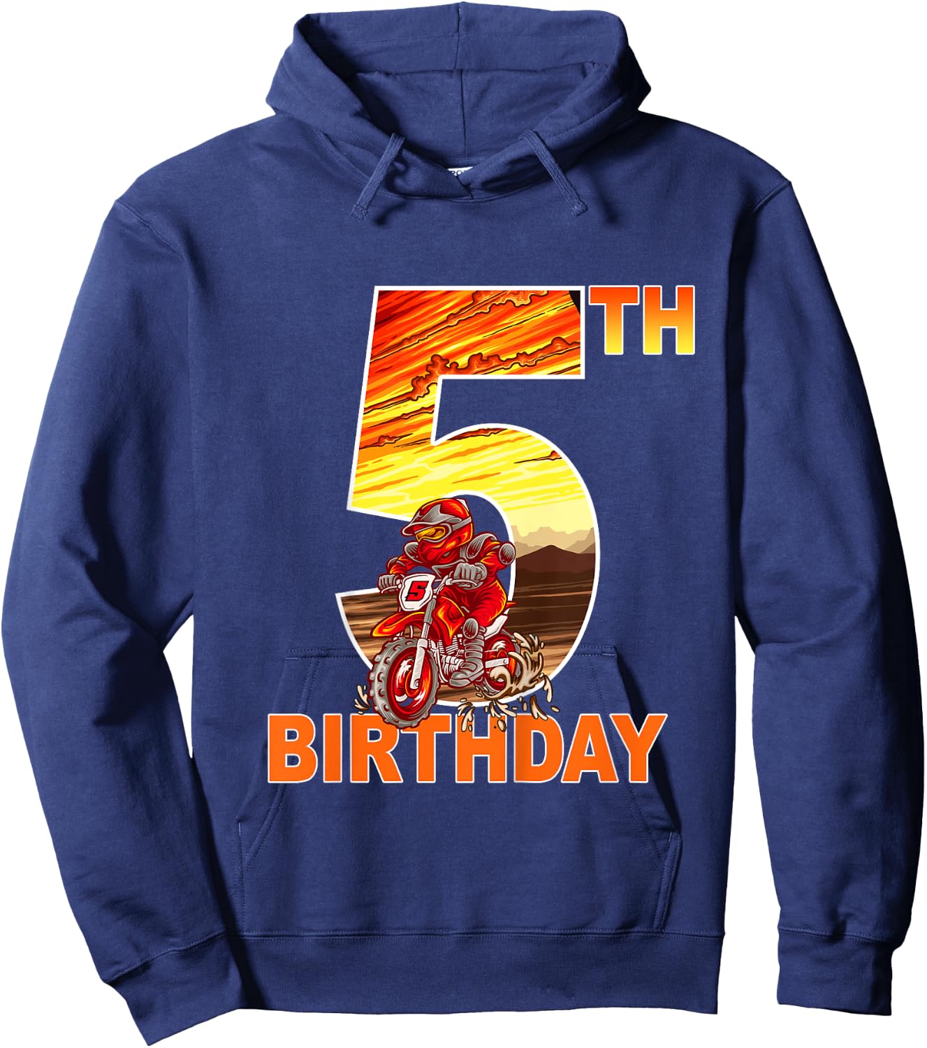 5 Year Old Dirt Bike Birthday Party Motocross MX 5th Hoodie - Hoodie | Navy
