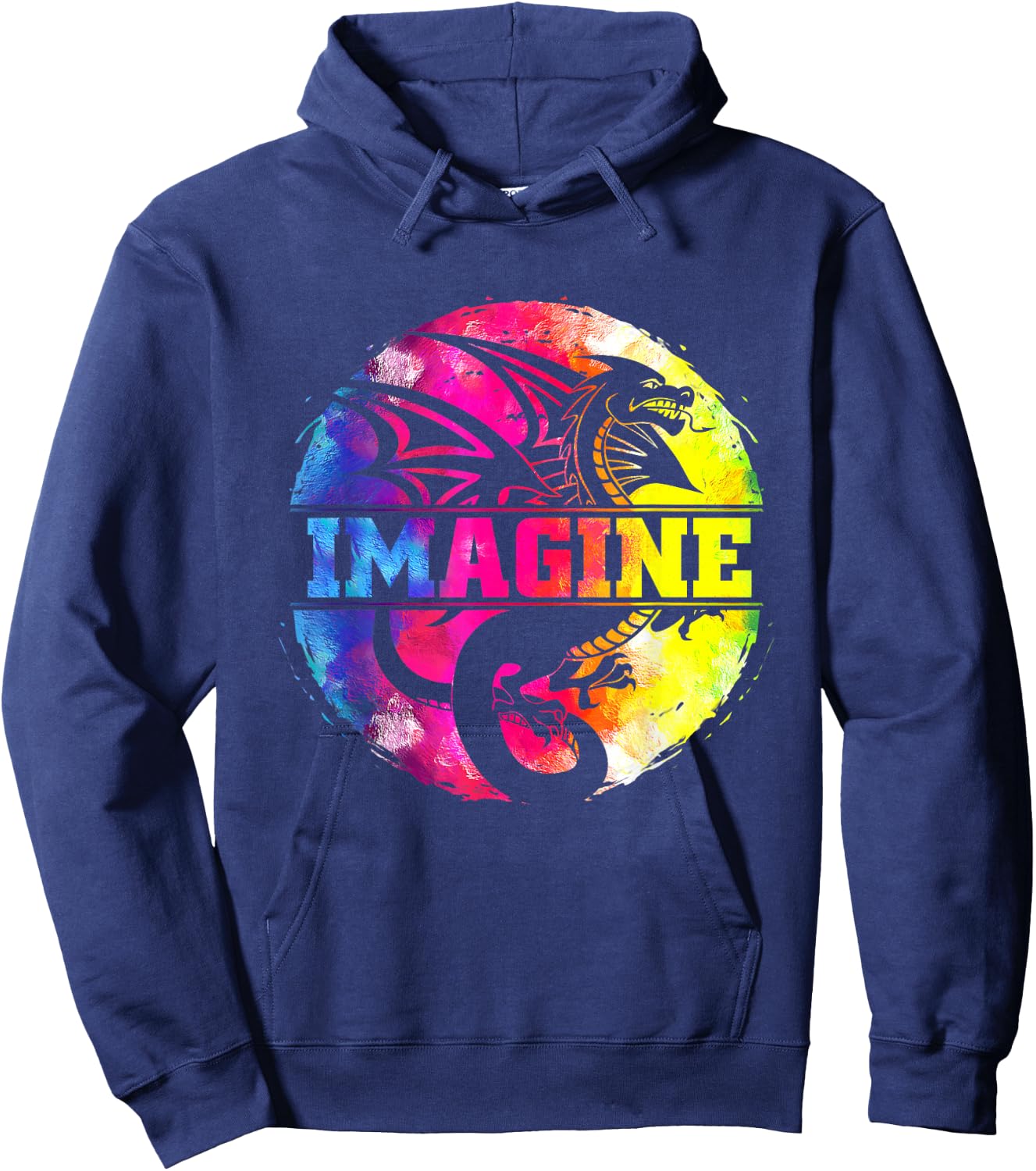 Imagine Fantasy Dragon Retro Tribal Hoodie - Hoodie | Navy