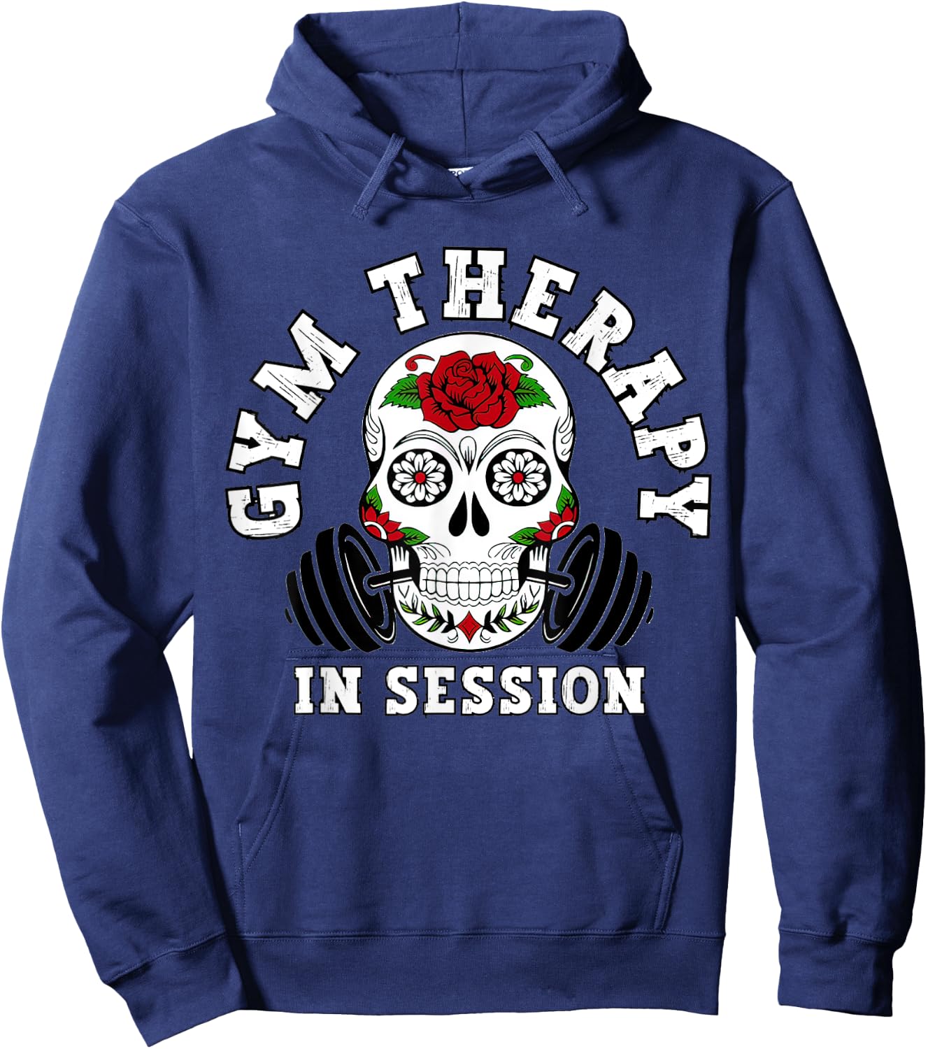 Gym Therapy In Session Happy Halloween Skull Sugar Clothing Hoodie - Hoodie | Navy