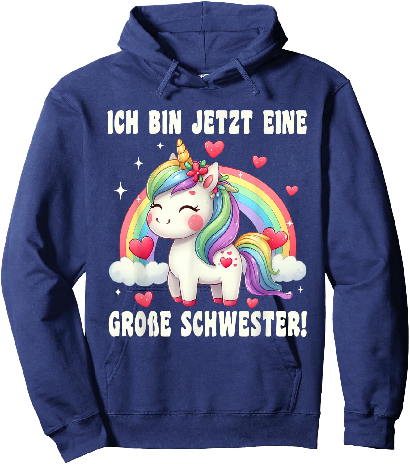 Big Sister Gifts Siblings Girls Birth Unicorn Hoodie - Hoodie | Navy