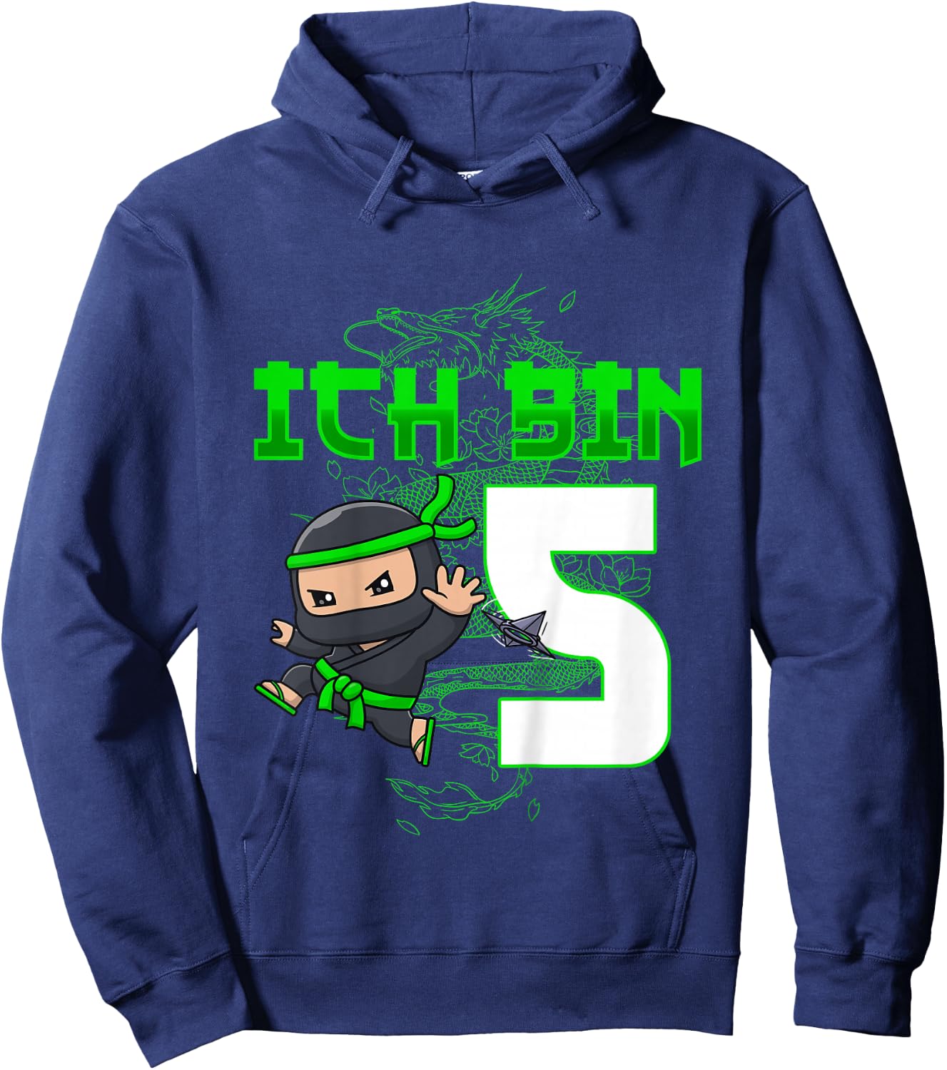 Kids 5th Birthday I Am 5 Years Old Ninja Funny Boy Child , black Hoodie - Hoodie | Navy