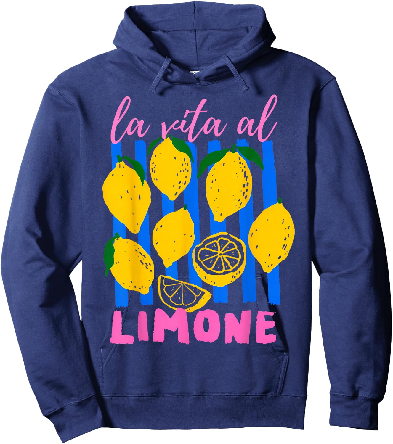 La Vita al Limone Funny Italian Lemon Fruit Summer Aesthetic Hoodie - Hoodie | Navy
