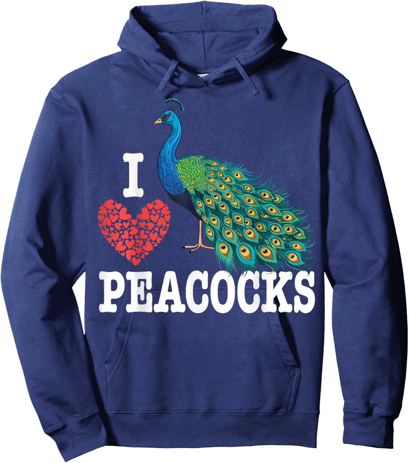 I-Love Peacocks Bird Colourful Animal Peacock Hoodie - Hoodie | Navy