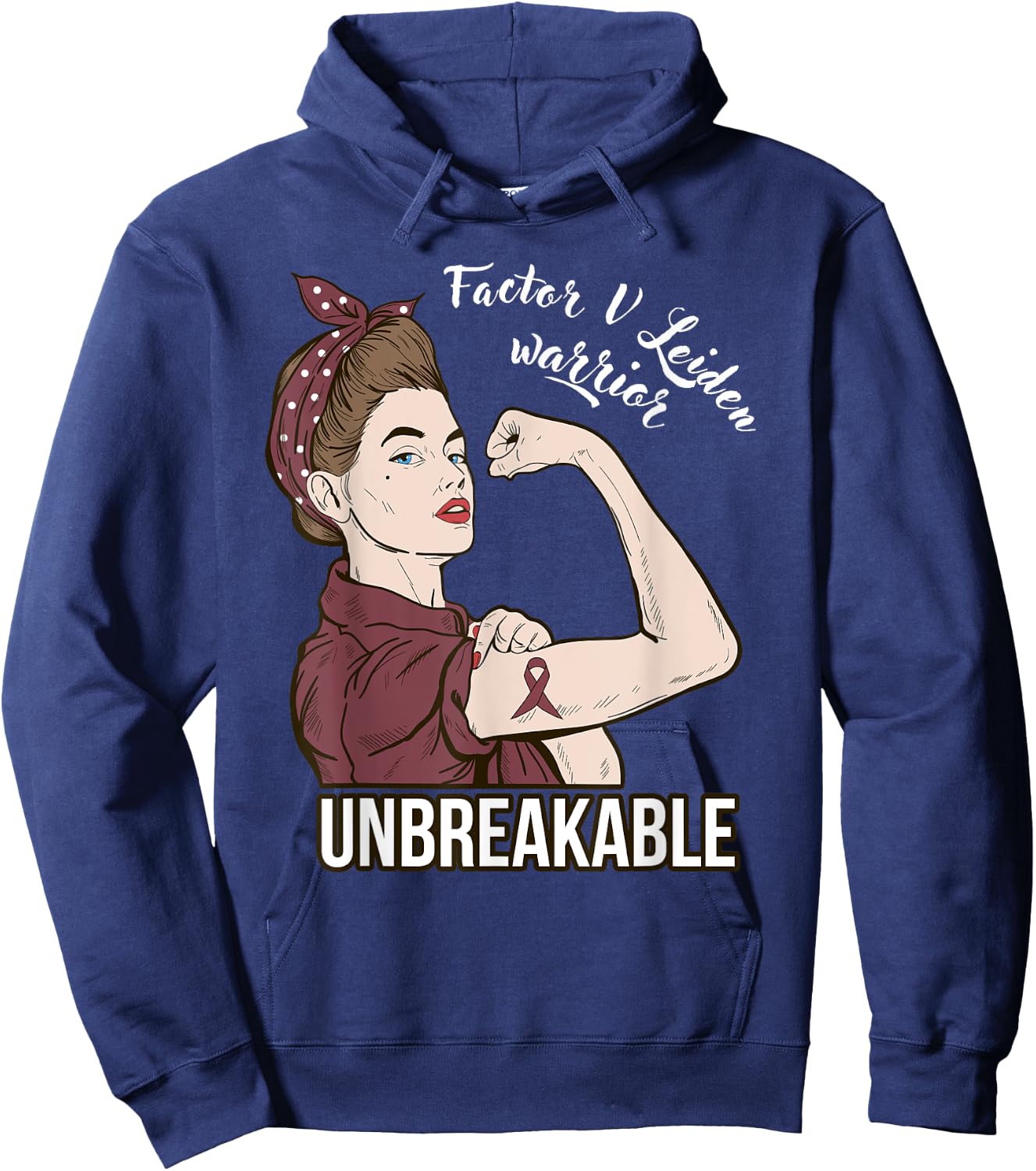 Factor V Leiden Awareness Warrior Unbreakable Her Support Hoodie - Hoodie | Navy