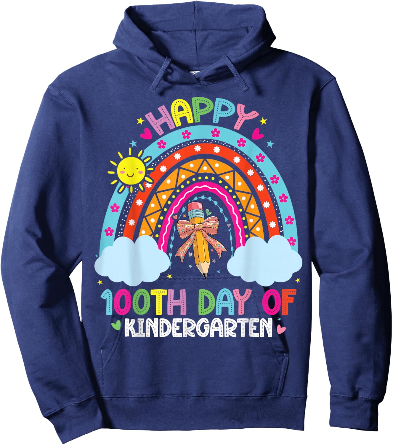 100th Day Of Kindergarten Funny 100 Days Of School Teacher Hoodie - Hoodie | Navy