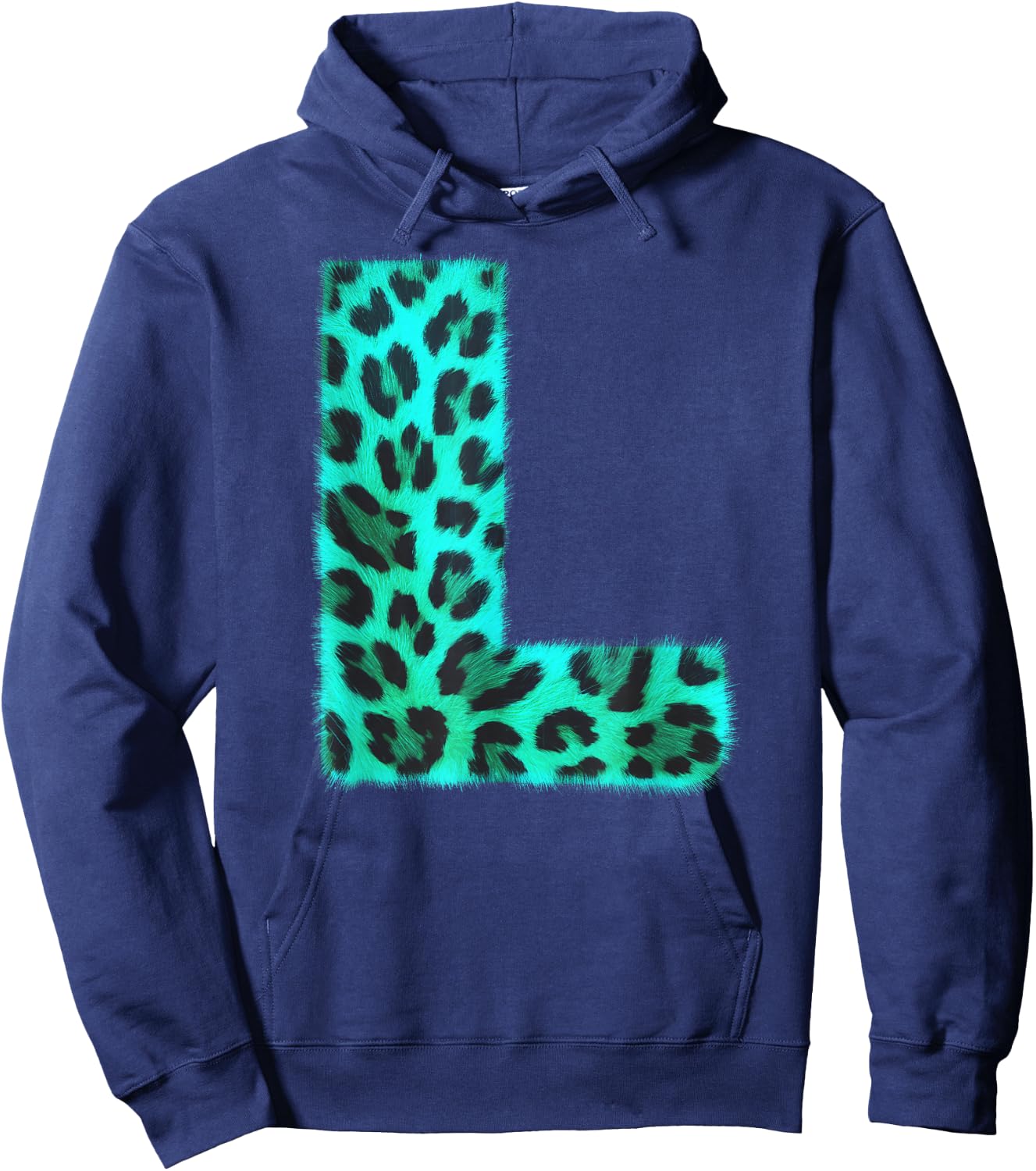 Letter L Cheetah Leopard Print Blue Initial Zebra Matching Hoodie - Hoodie | Navy